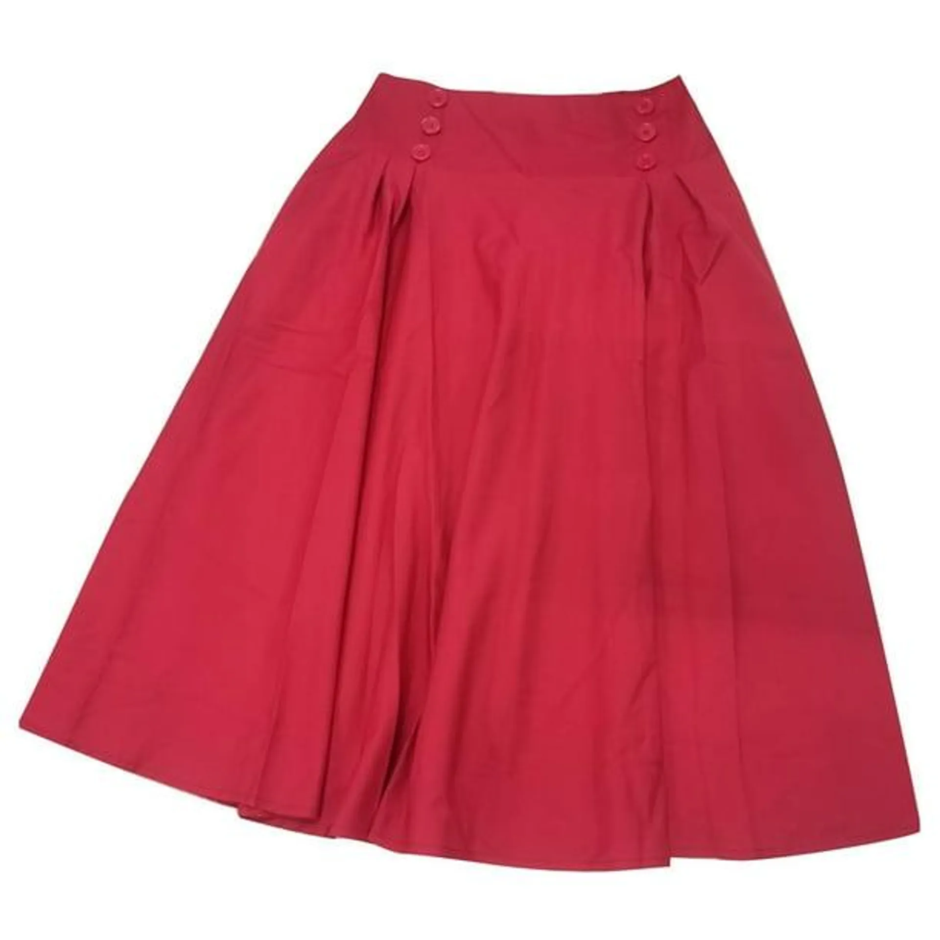 PEZHADA Jupe Plissée Vintage d'Été pour Adolescentes Womens Taille Haute Solide en Ligne Longue Skirts Jupe Maxi avec Poches Rouge