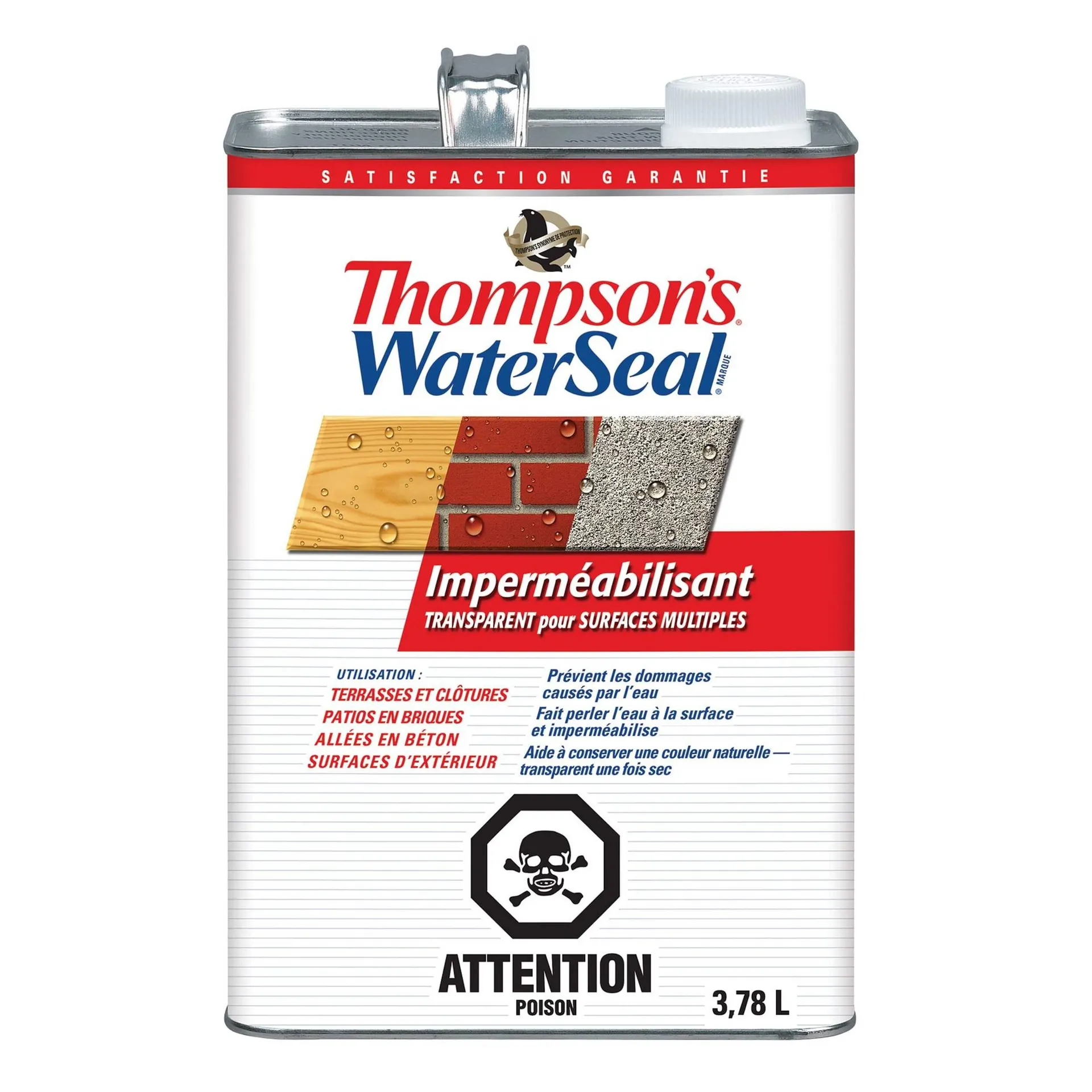 Imperméabilisant d'extérieur multisurface Thompson's WaterSeal, transparent, 3,78 L/1 gallon