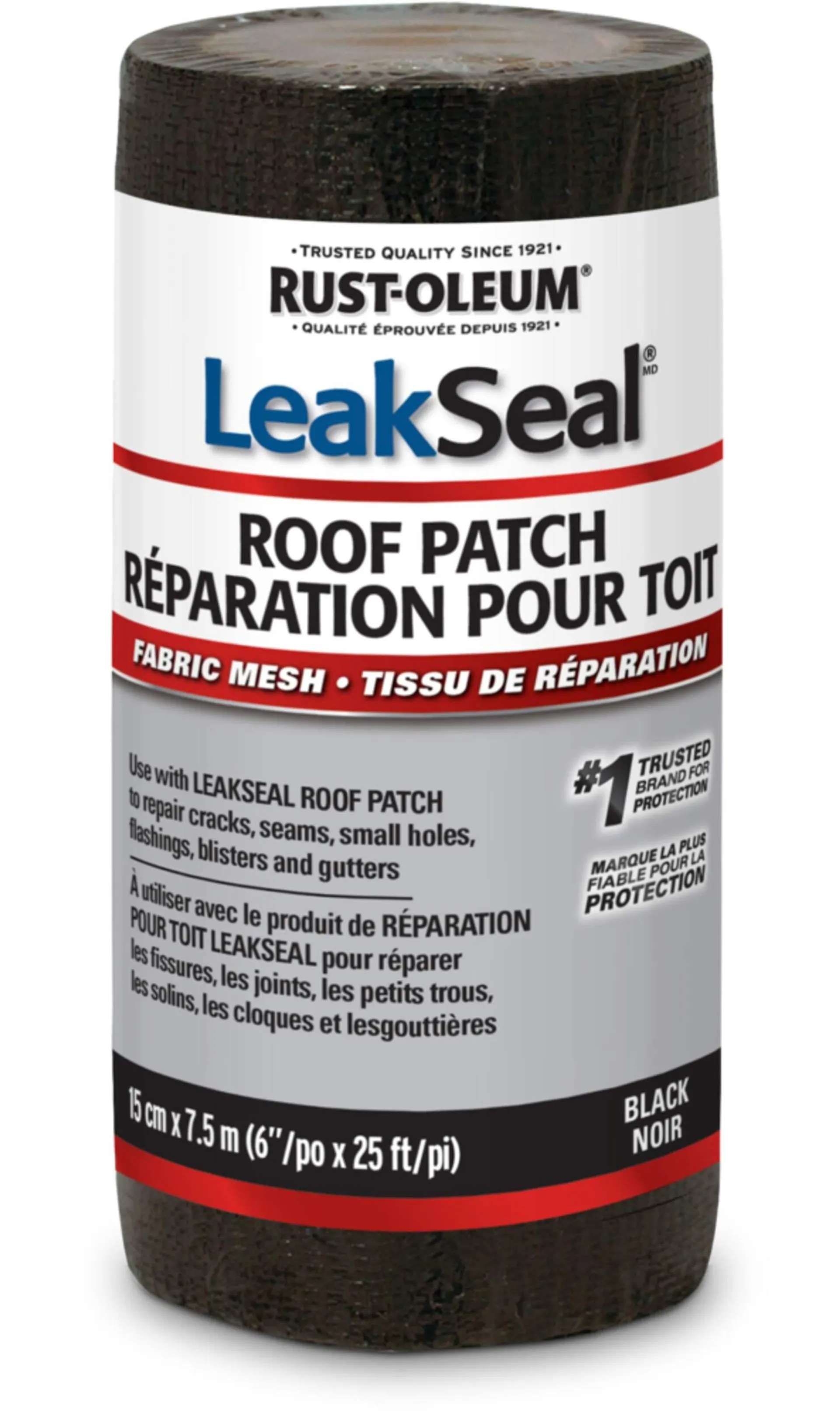 Bouche-toit Rust-Oleum LeakSeal, tissu maillé en fibre de verre étanche, noir, 15 cm x 7,5 m