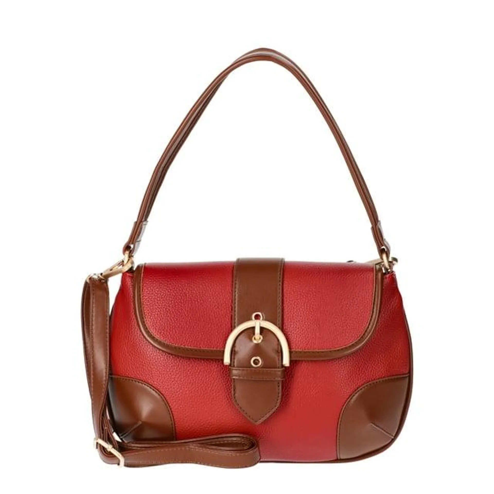 Time and Tru Women's Heather Shoulder Buckle Bag, Persimmon