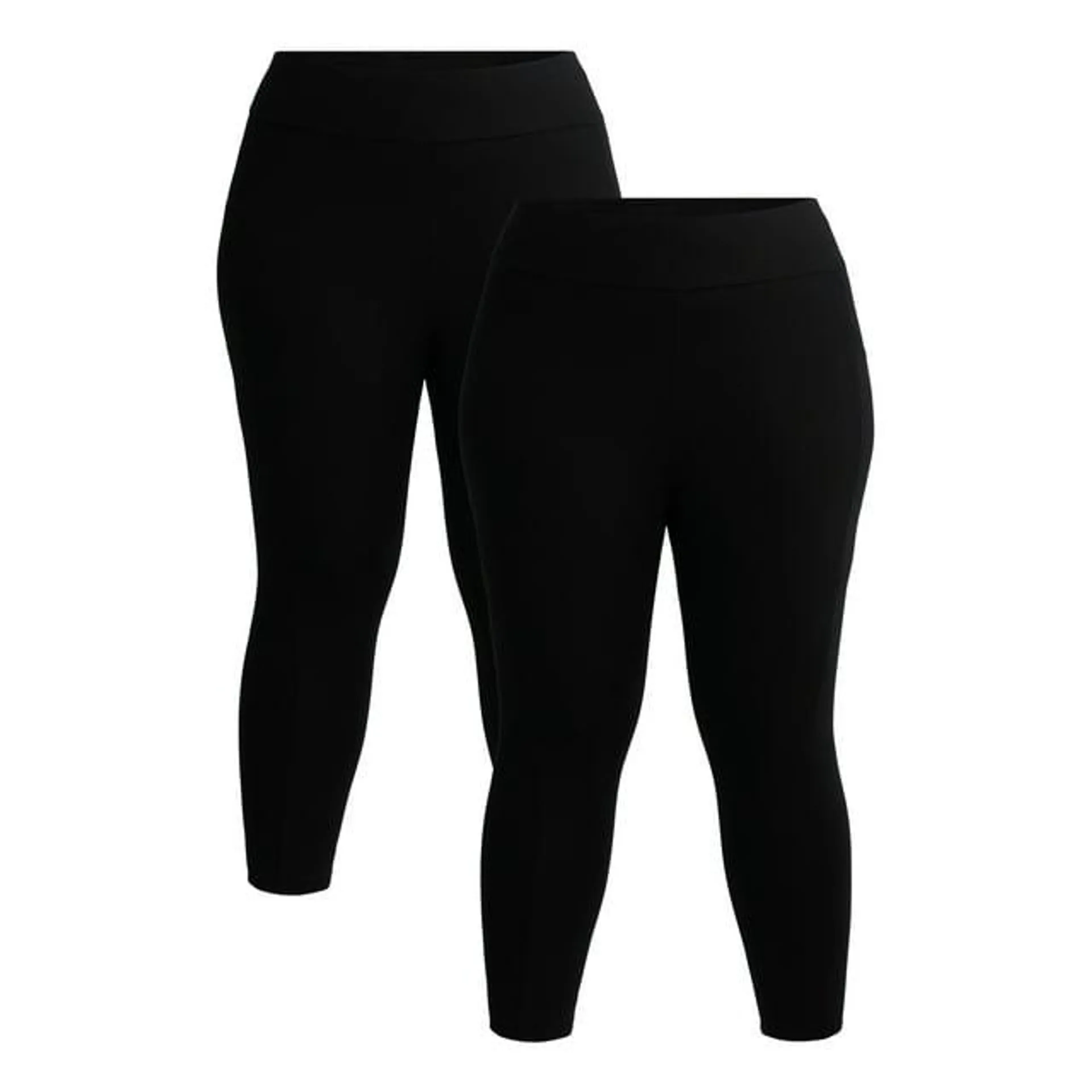 Terra & Sky Women's Plus High Rise Capri Leggings with Cellphone Pockets, 2-Pack