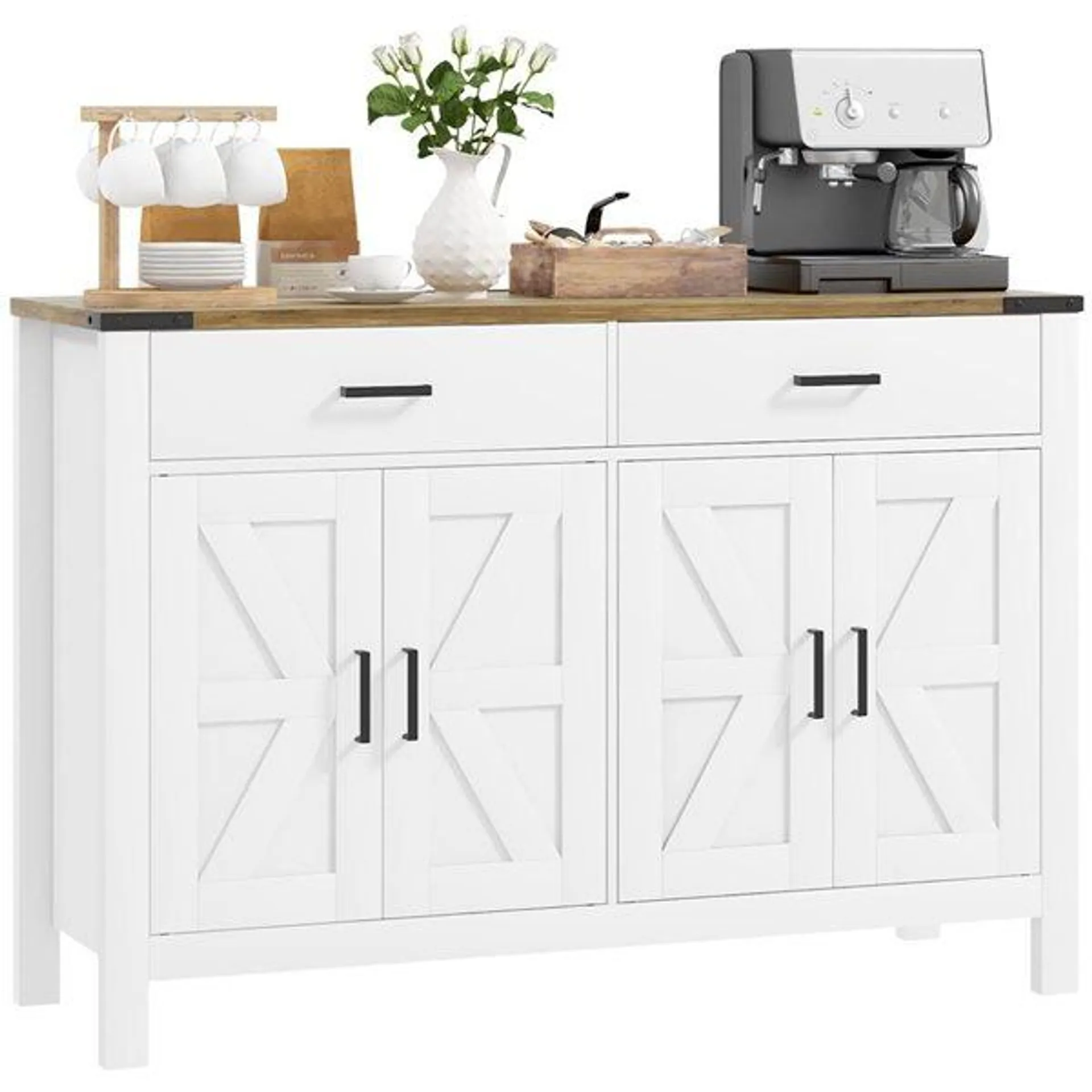 Buffet de cuisine HOMCOM 16 p. x 33 h. x 47 po l. en composite blanc avec 2 tiroirs