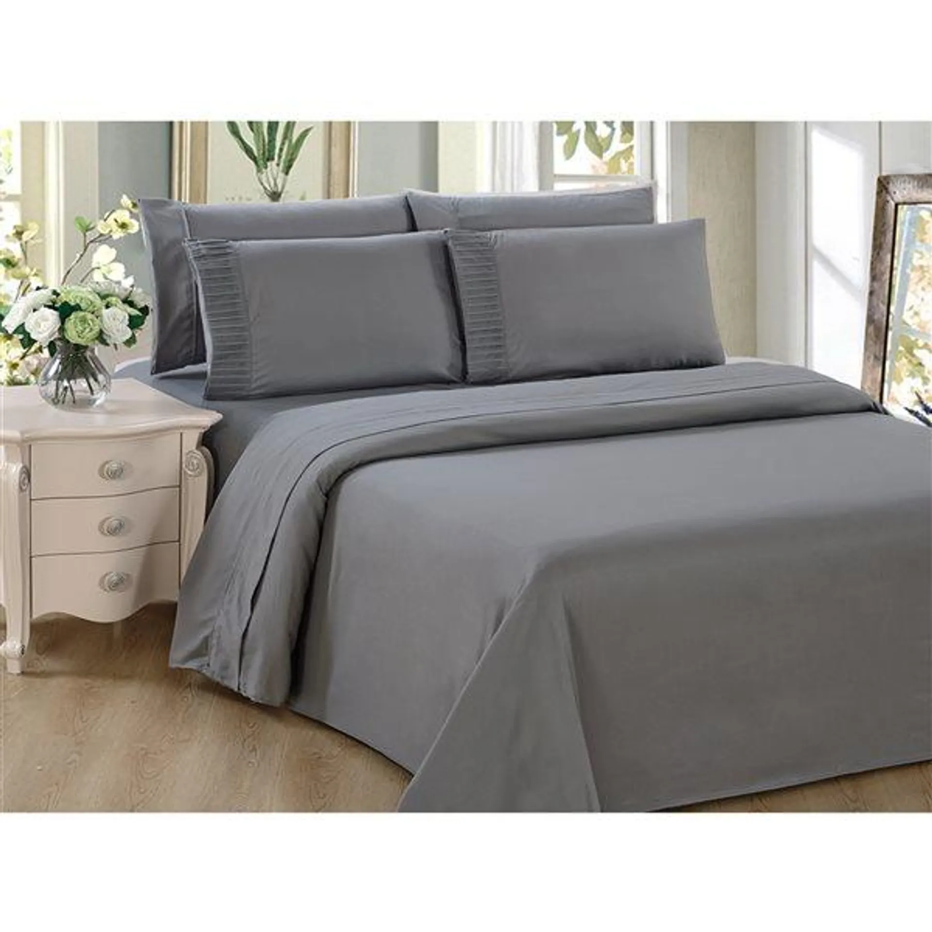 Ensemble de housse de couette Marina Decoration gris pour très grand lit, 3 mcx