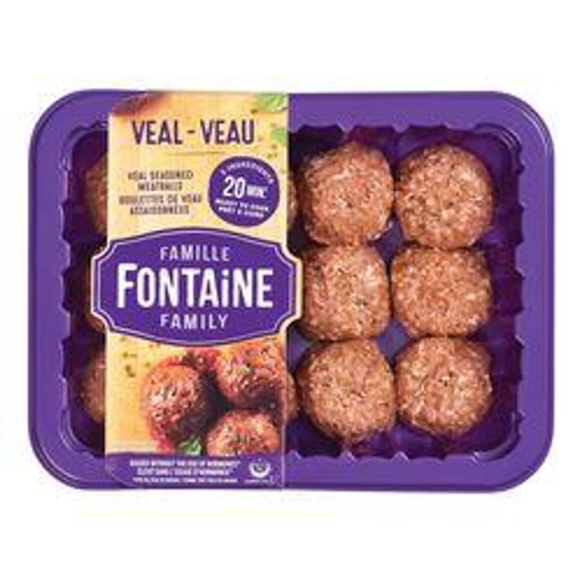 Fontaine Family Gluten Free Seasoned Veal Meatballs 12 per tray