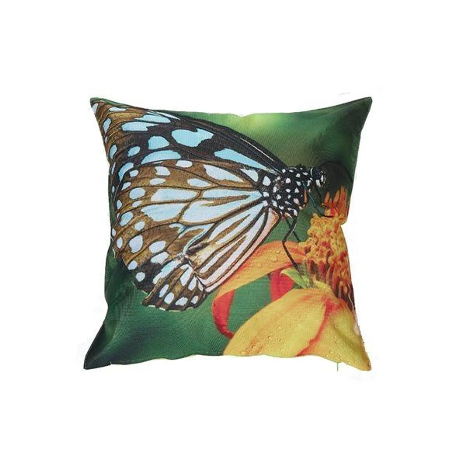 Coussin décoratif IH Casa Decor d'extérieur carré orange de 18 po x 18 po (papillon monarque), ensemble de 2