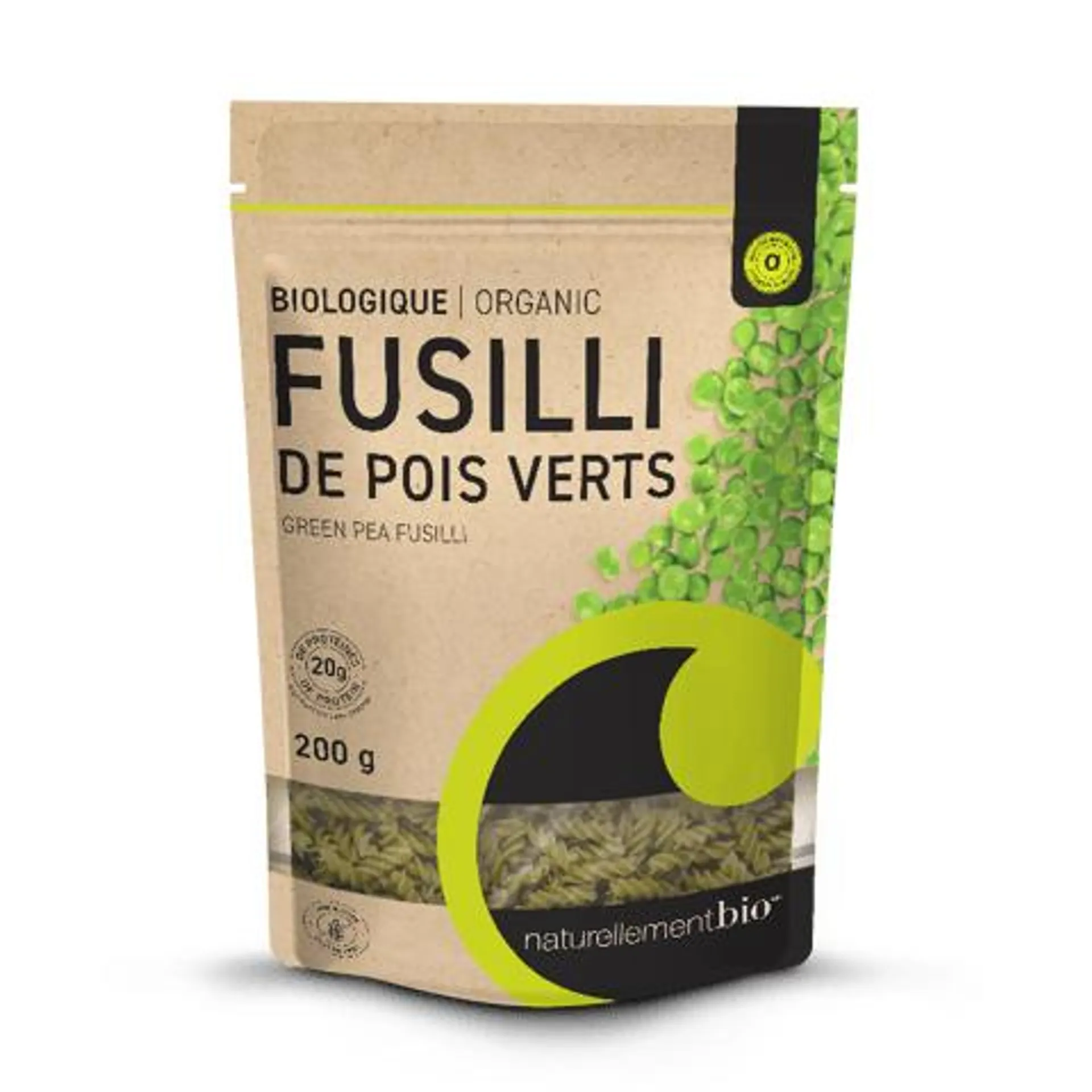 Pâtes fusilli de pois verts biologiques