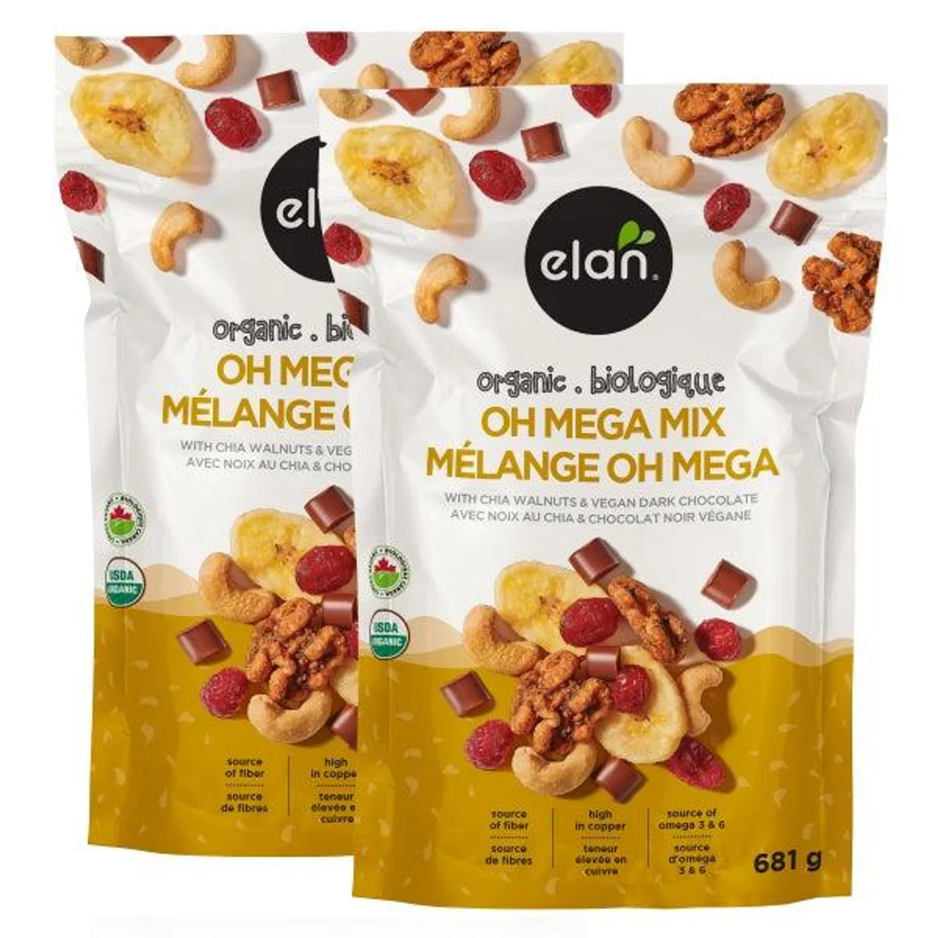 Elan Organic Oh Mega Mix, Snack, 2 × 681 g