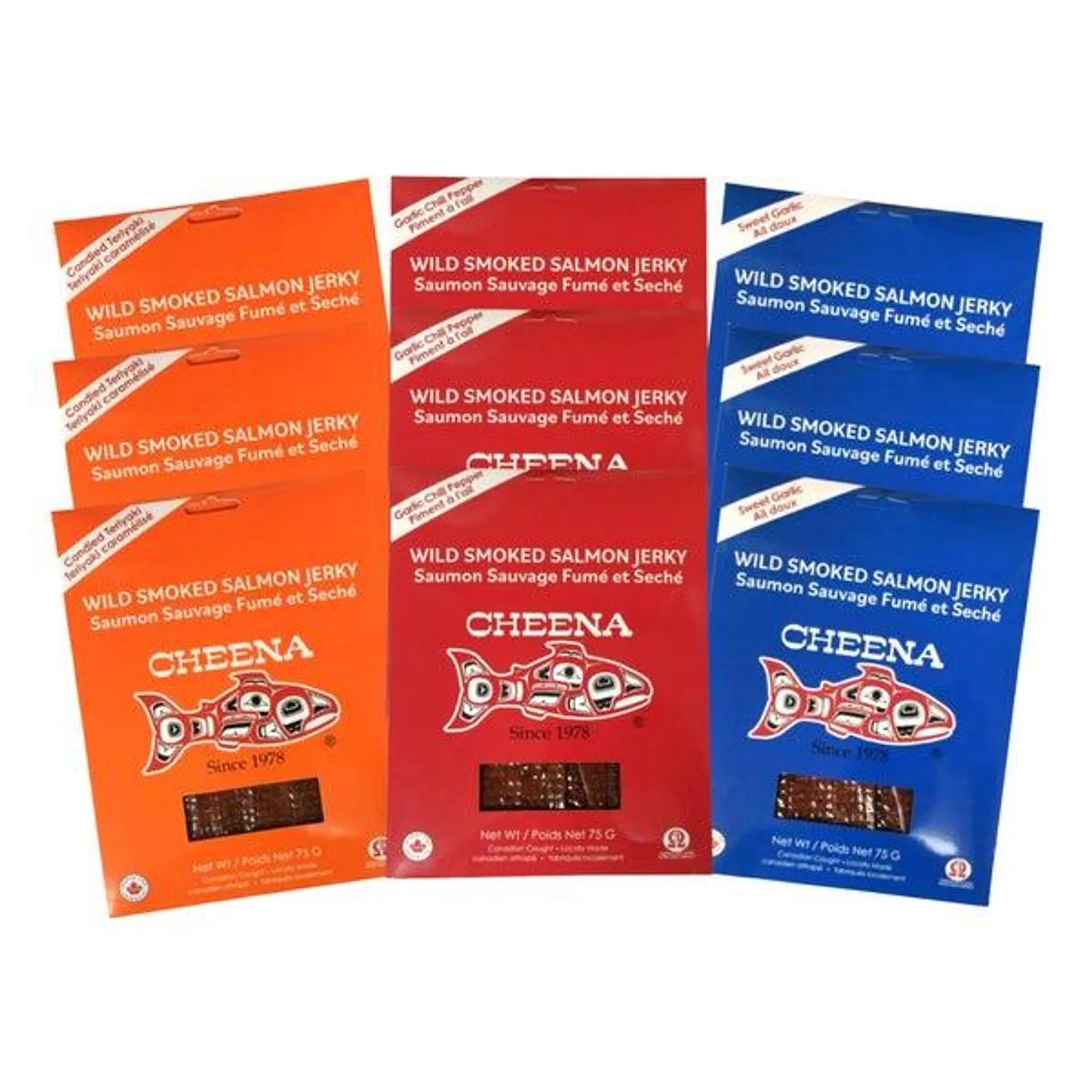 Cheena Canada – Smoked Wild Salmon Jerky, 9 × 75 g