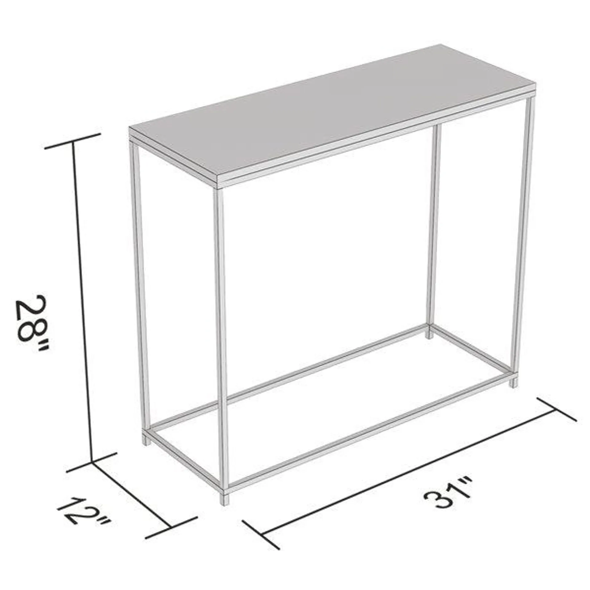 Table console Safdie & Co., rectangulaire, 28 po x 31 po, gris foncé et métal noir