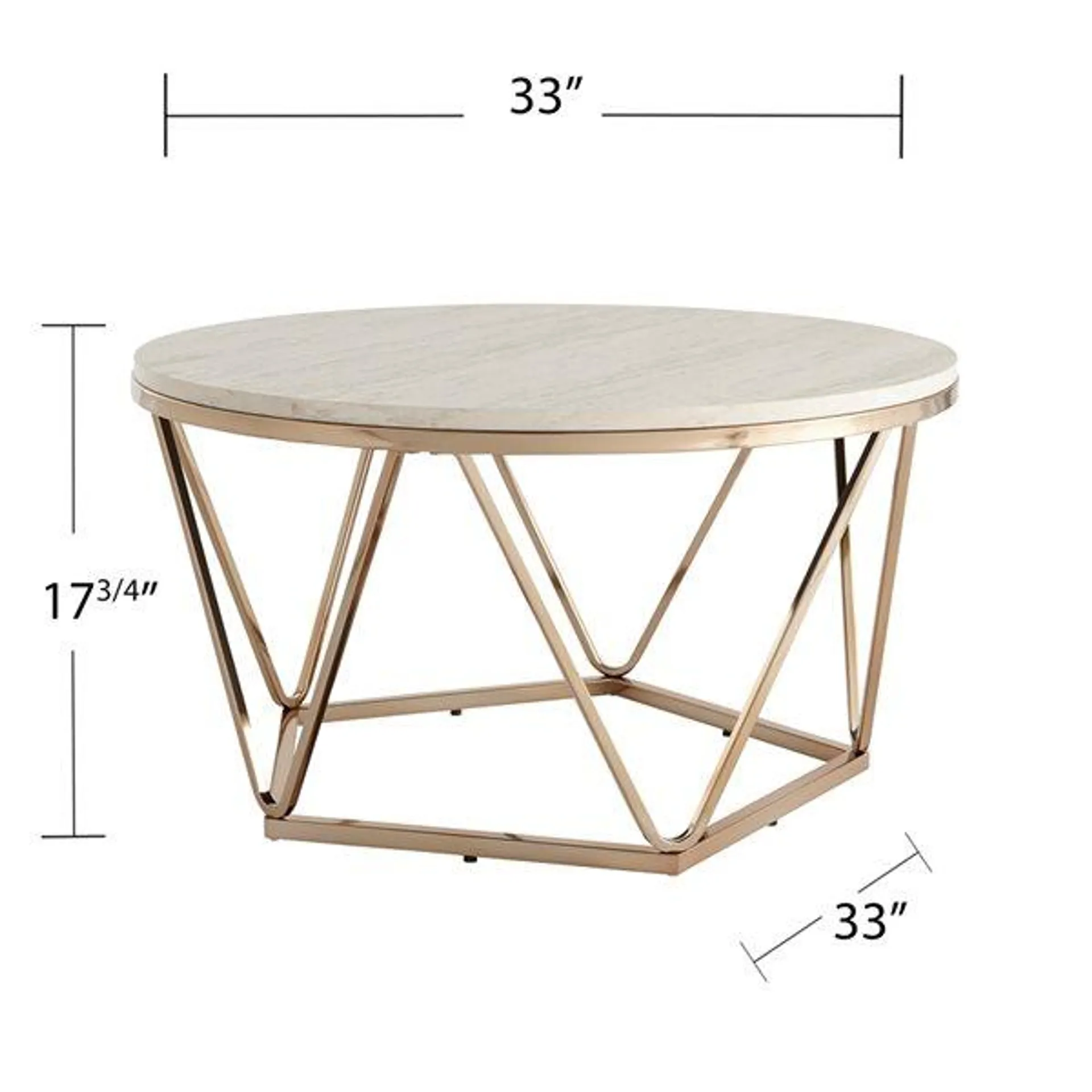 Table basse ronde en composite travertin artificiel Laird par Southern Enterprises