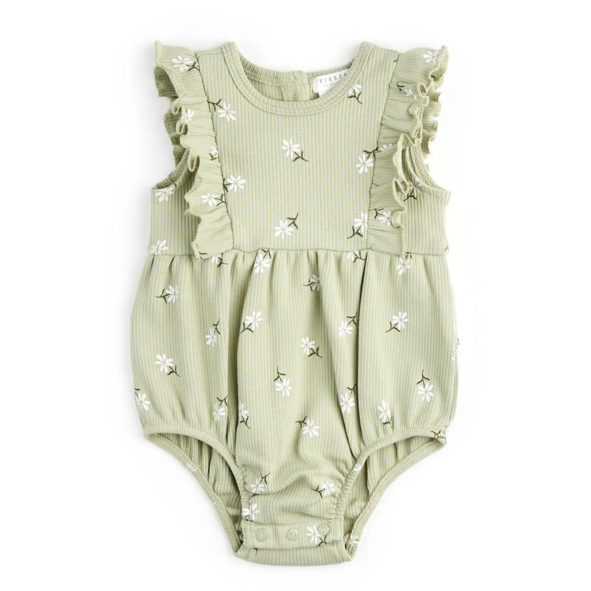 Flower Print Ribbed Romper 3-24m