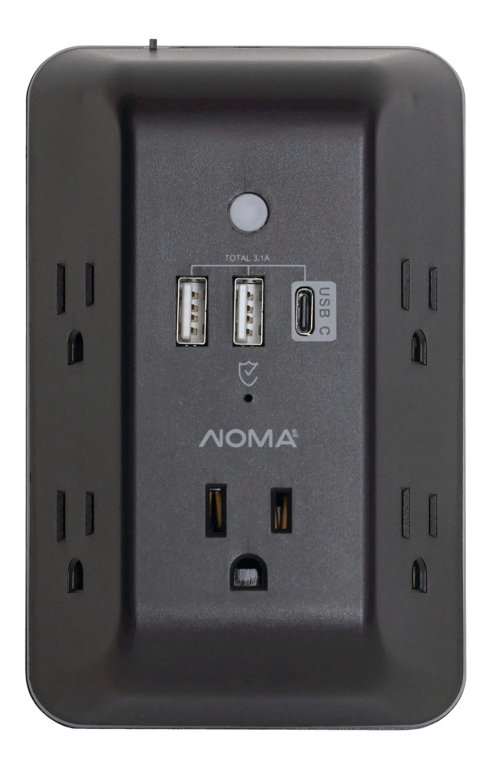 Bloc à 5 prises NOMA, 2 ports USB-A et 1 port USB-C avec veilleuse