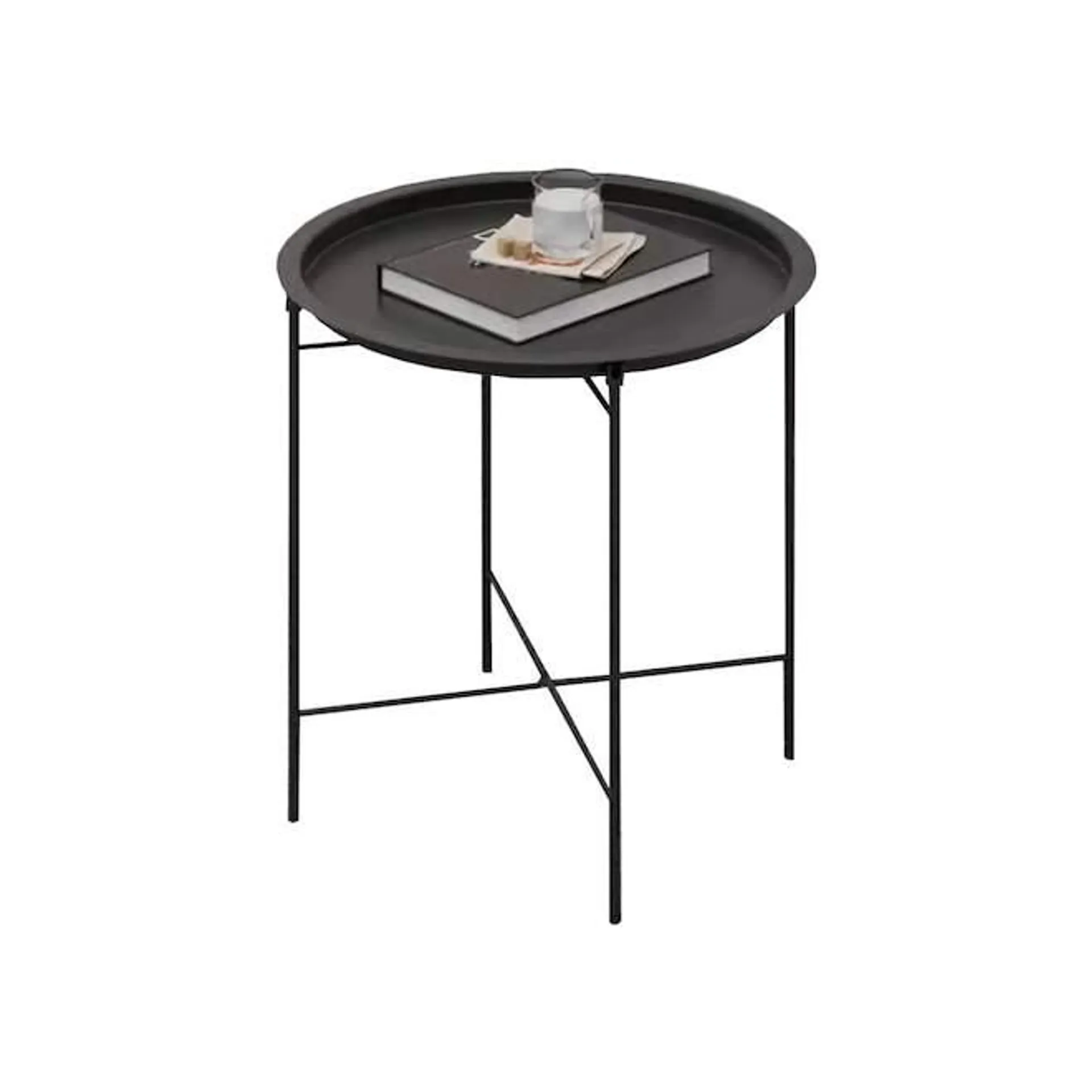 Table d'appoint ronde Hudson Home en métal noir, 18,5 x 20,1 po