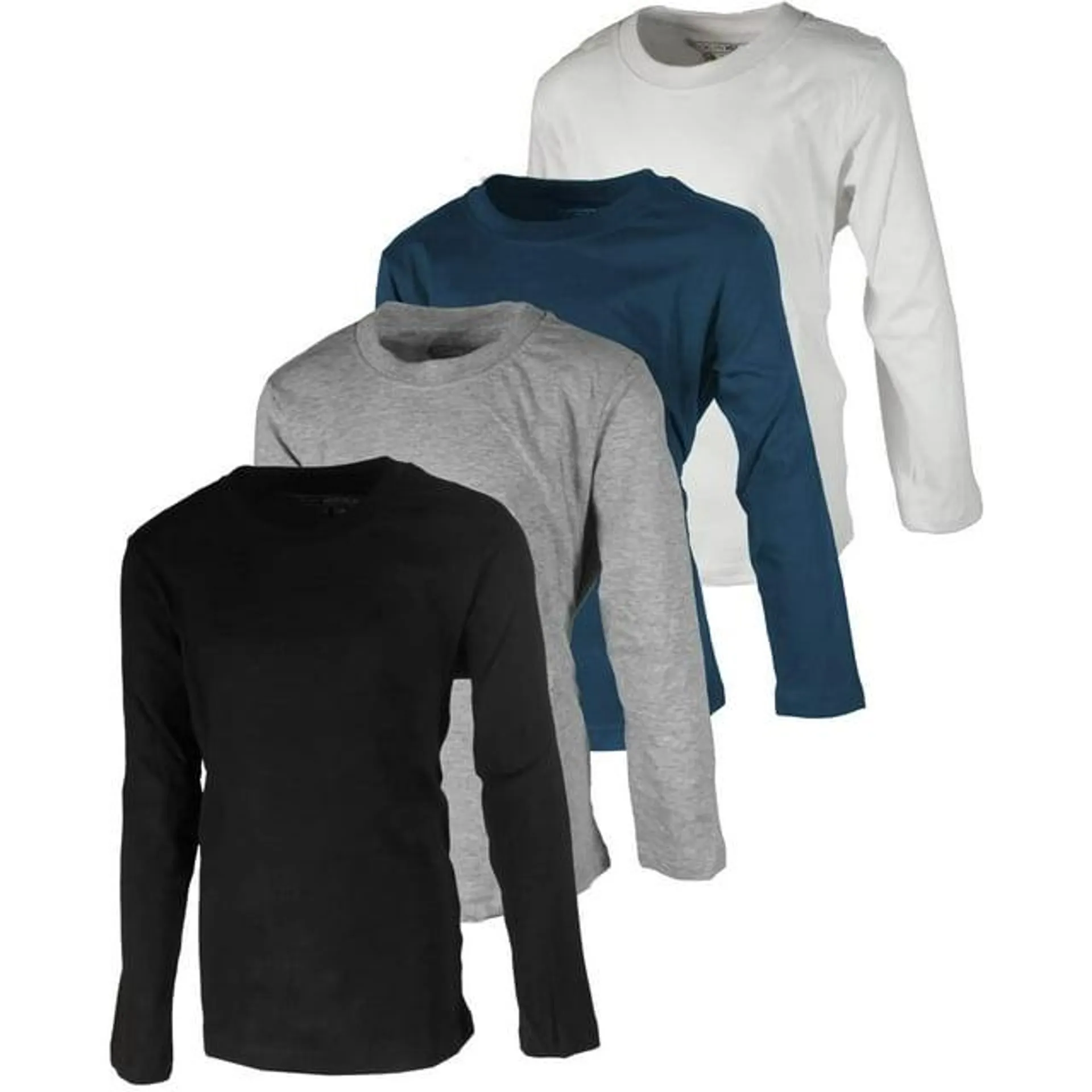 BROOKLYN VERTICAL Boys 4 Pack Long Sleeve Soft Cotton Tee Shirts Undershirts