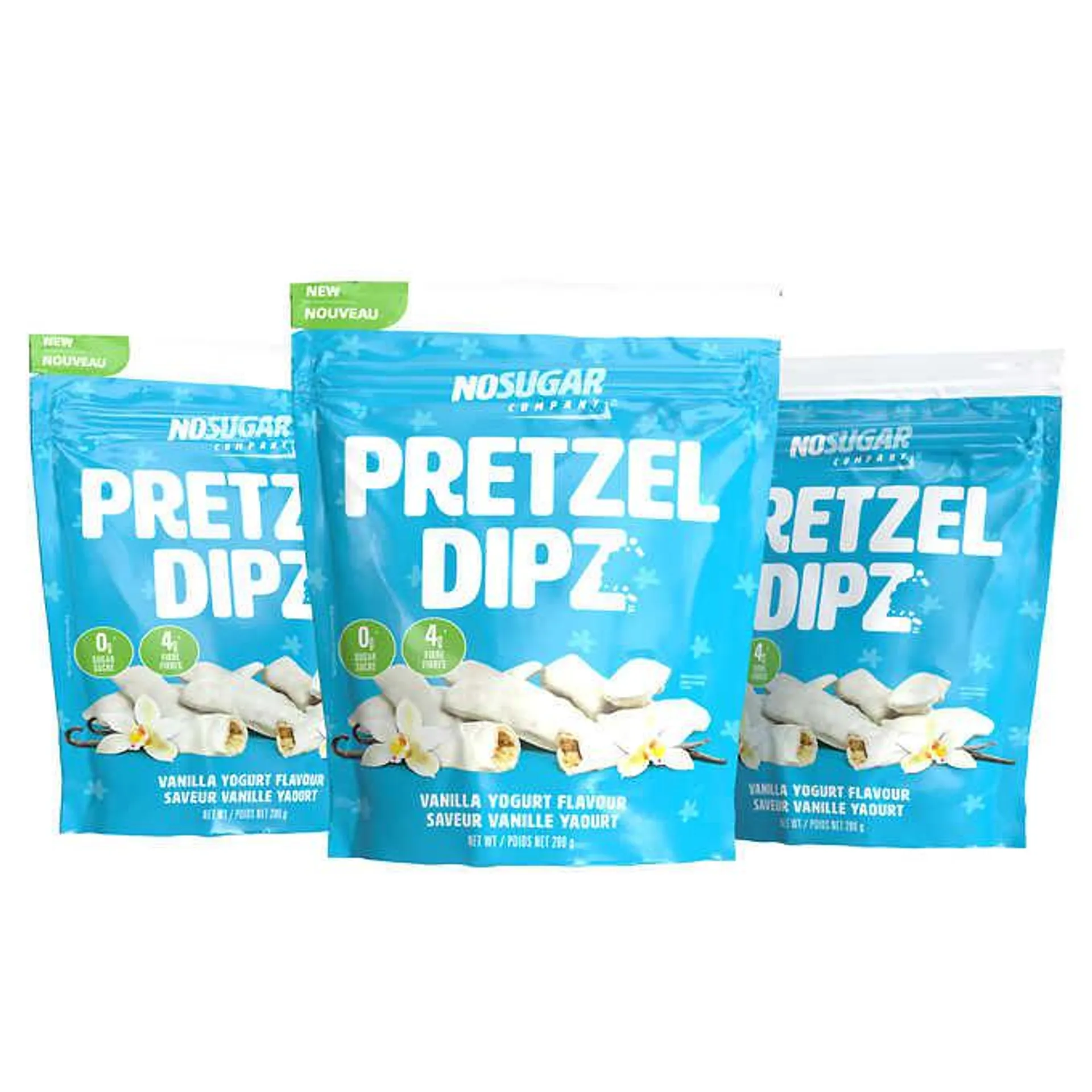 No Sugar Pretzel Dipz, Yogurt Flavour Covered Pretzels, 3 × 200 g