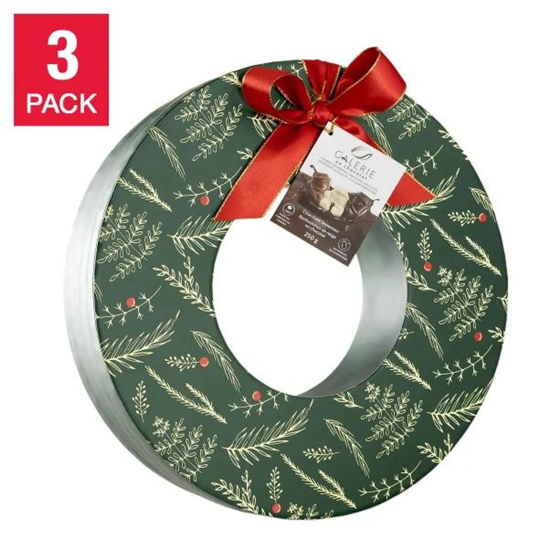 Galerie au Chocolat, Assorted Belgian Chocolate Holiday Wreath, 3 x 250 g