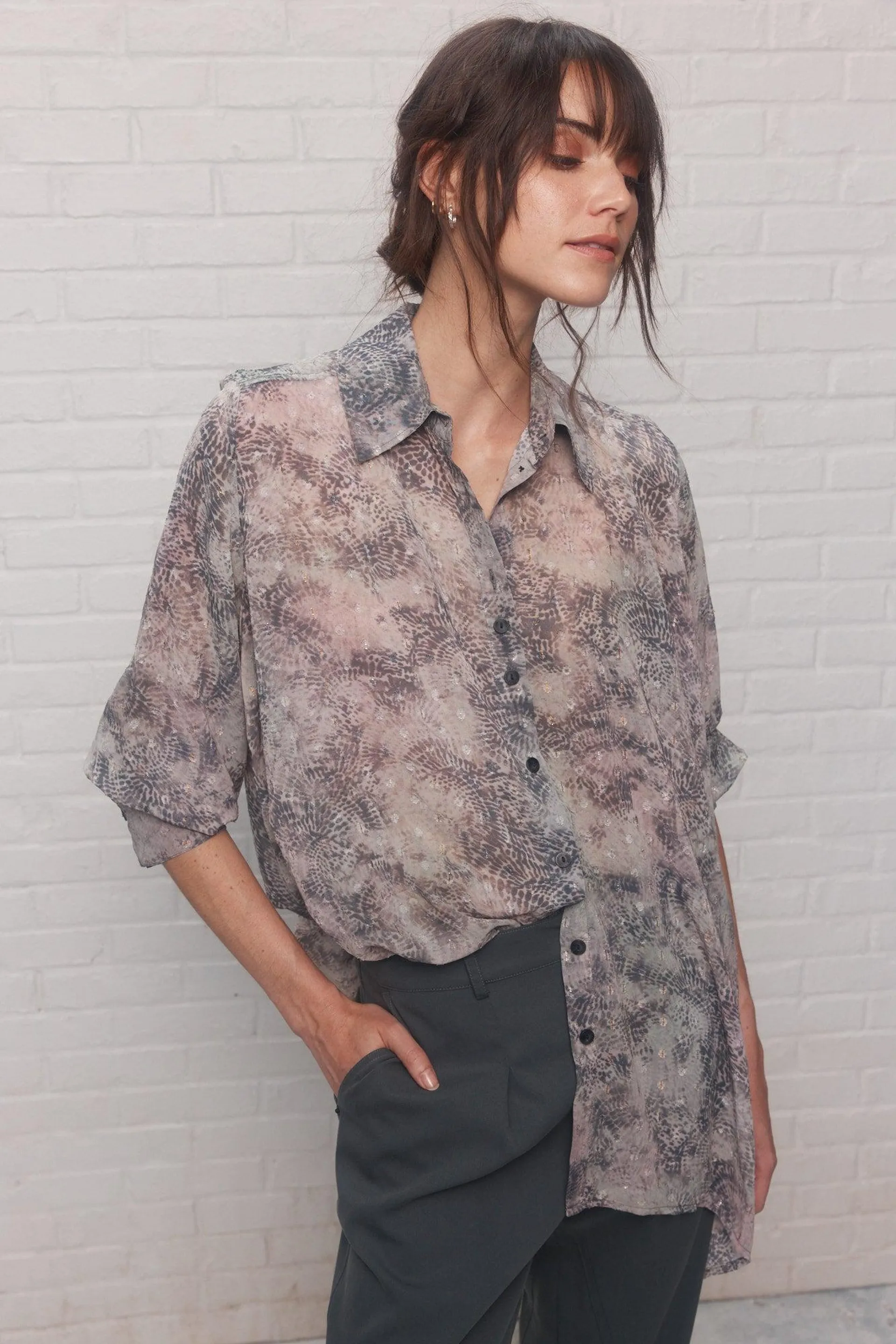 Chemise à motifs gris | Zolan