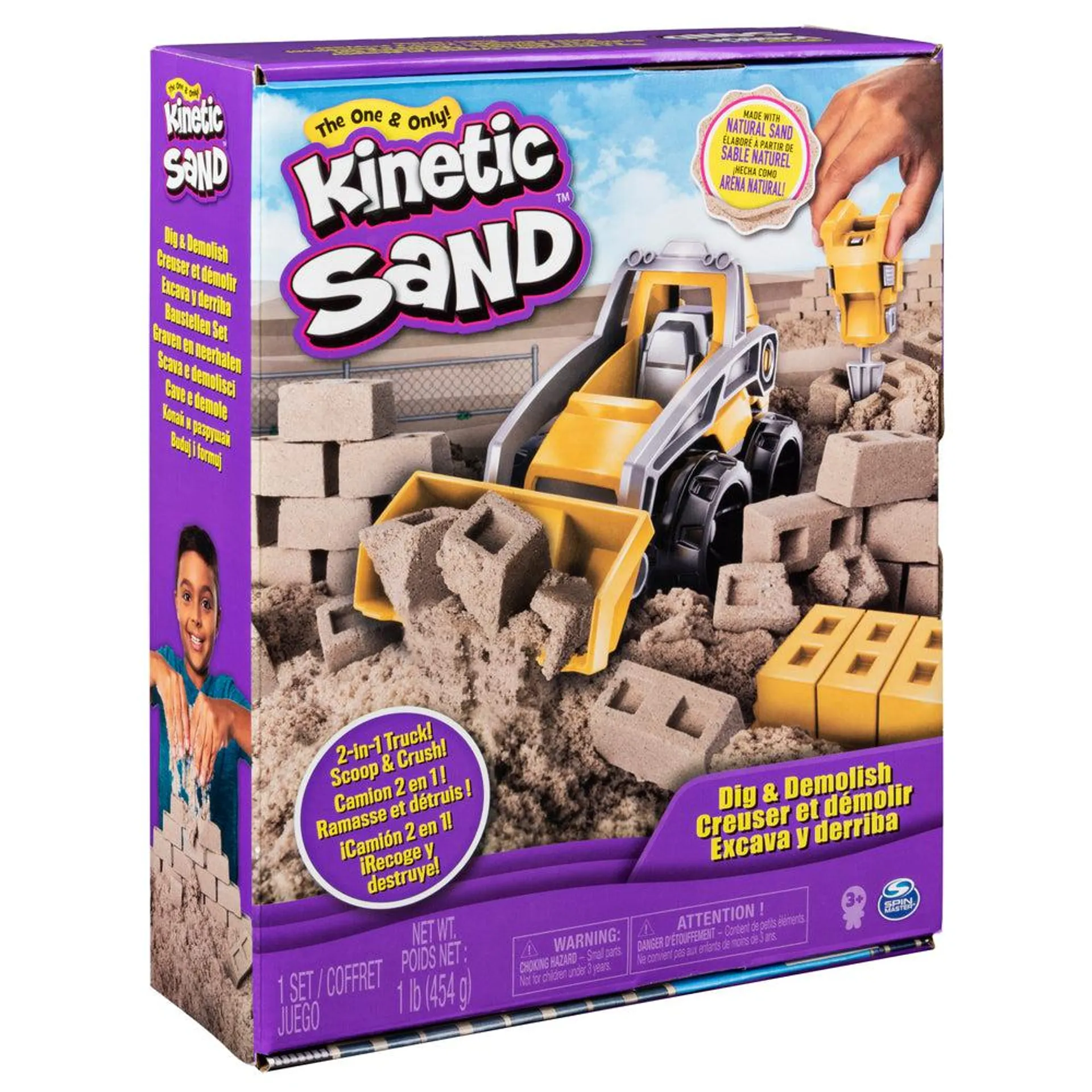 Kinetic Sand Coffret Camion pour creuser et démolir avec 1lb de Kinetic Sand