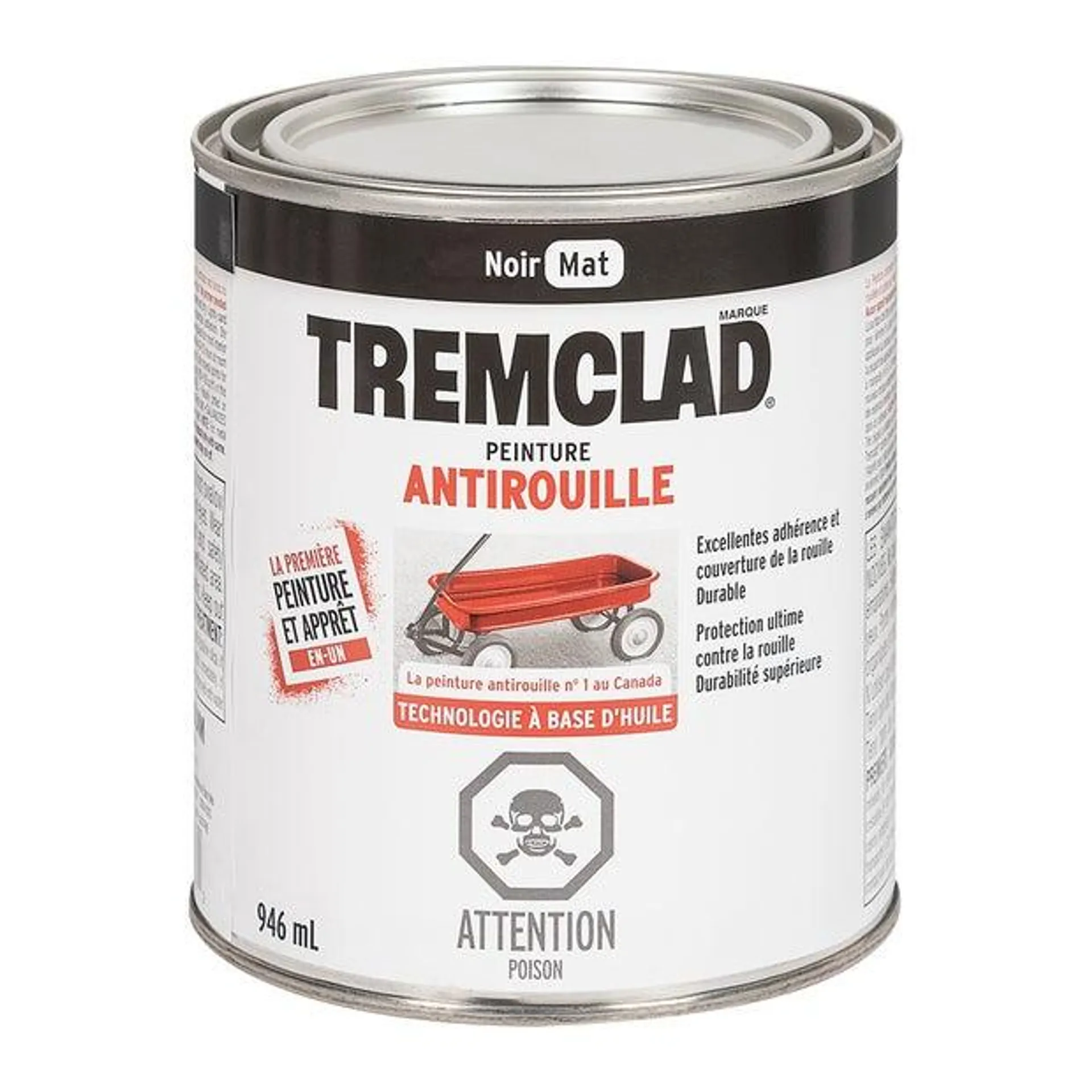 Peinture antirouille Tremclad noir mat 946 ml