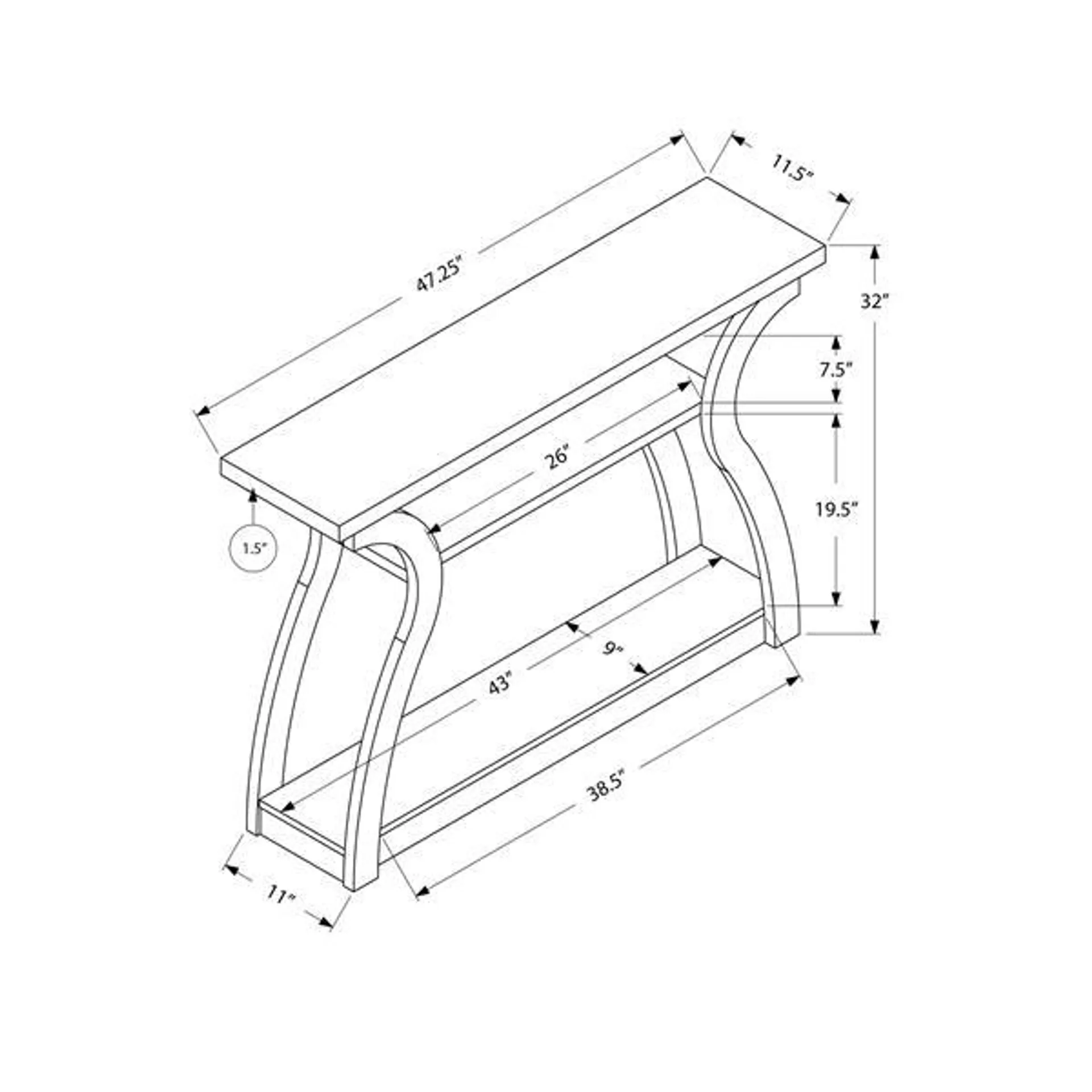 Table d'appoint/console pour votre entrée, blanc, 47 pol