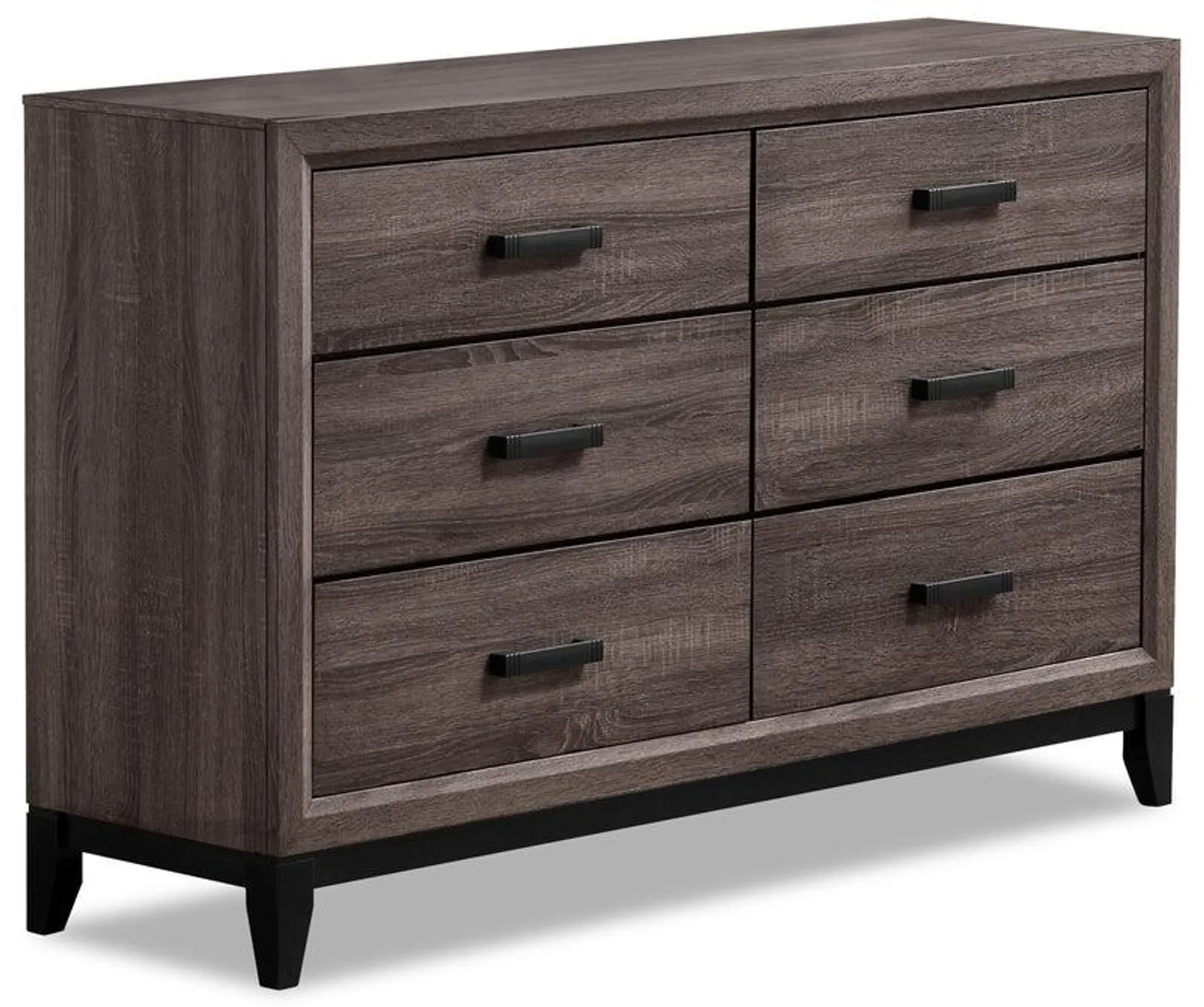 Commode Kate de 58 po (L) x 37 po (H) à 6 tiroirs pour la chambre à coucher - gris-brun