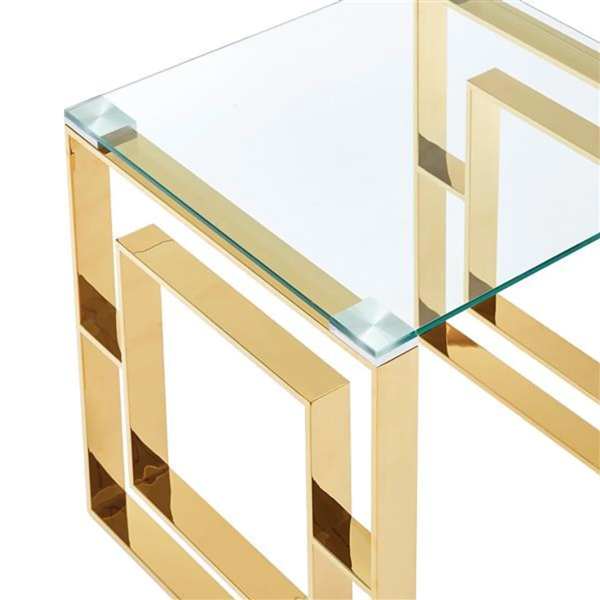 Table basse !nspire, 47,25 po x 15,75 po, verre transparent, base dorée