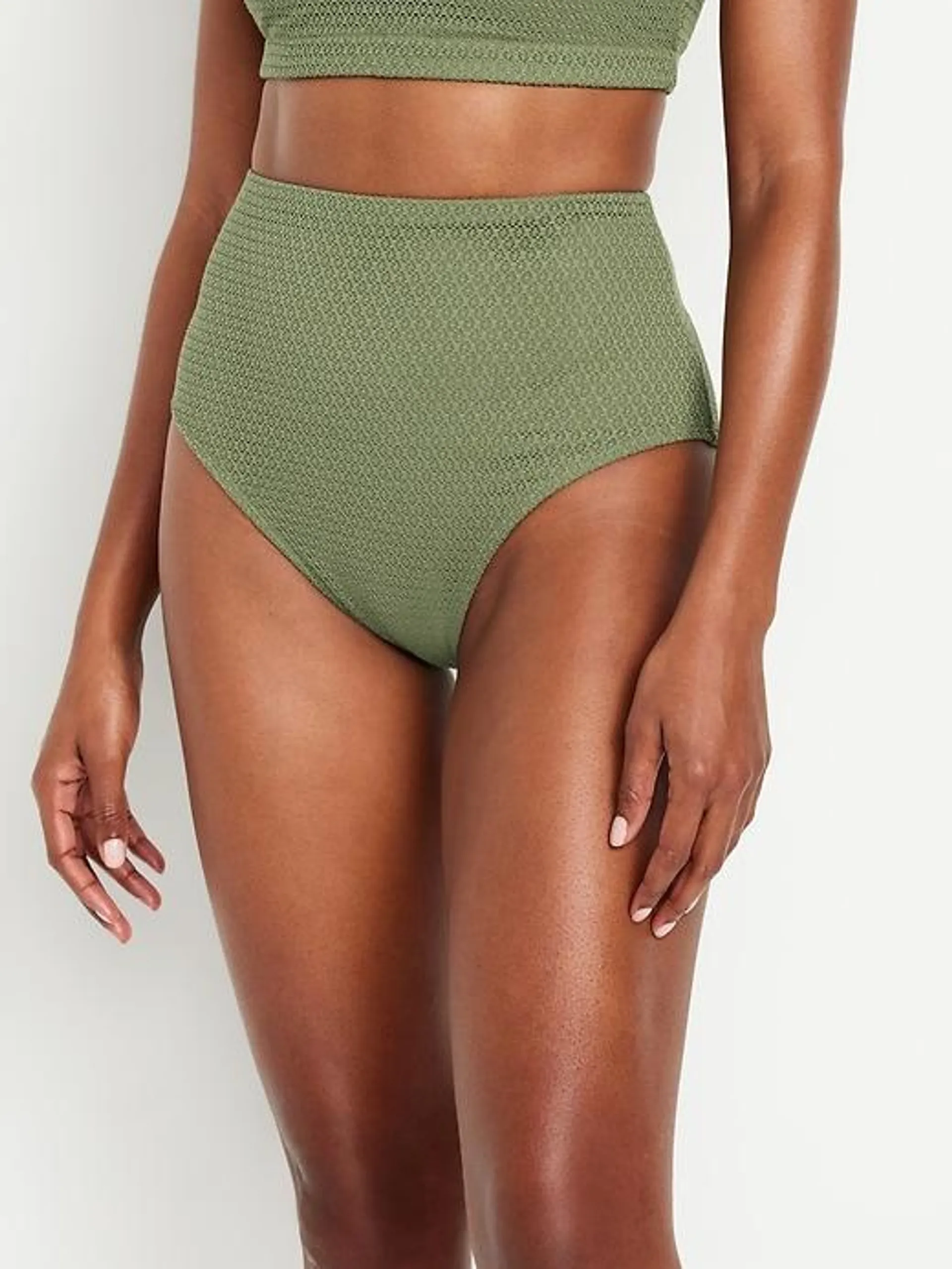 High-Waisted Crochet Bikini Swim Bottoms