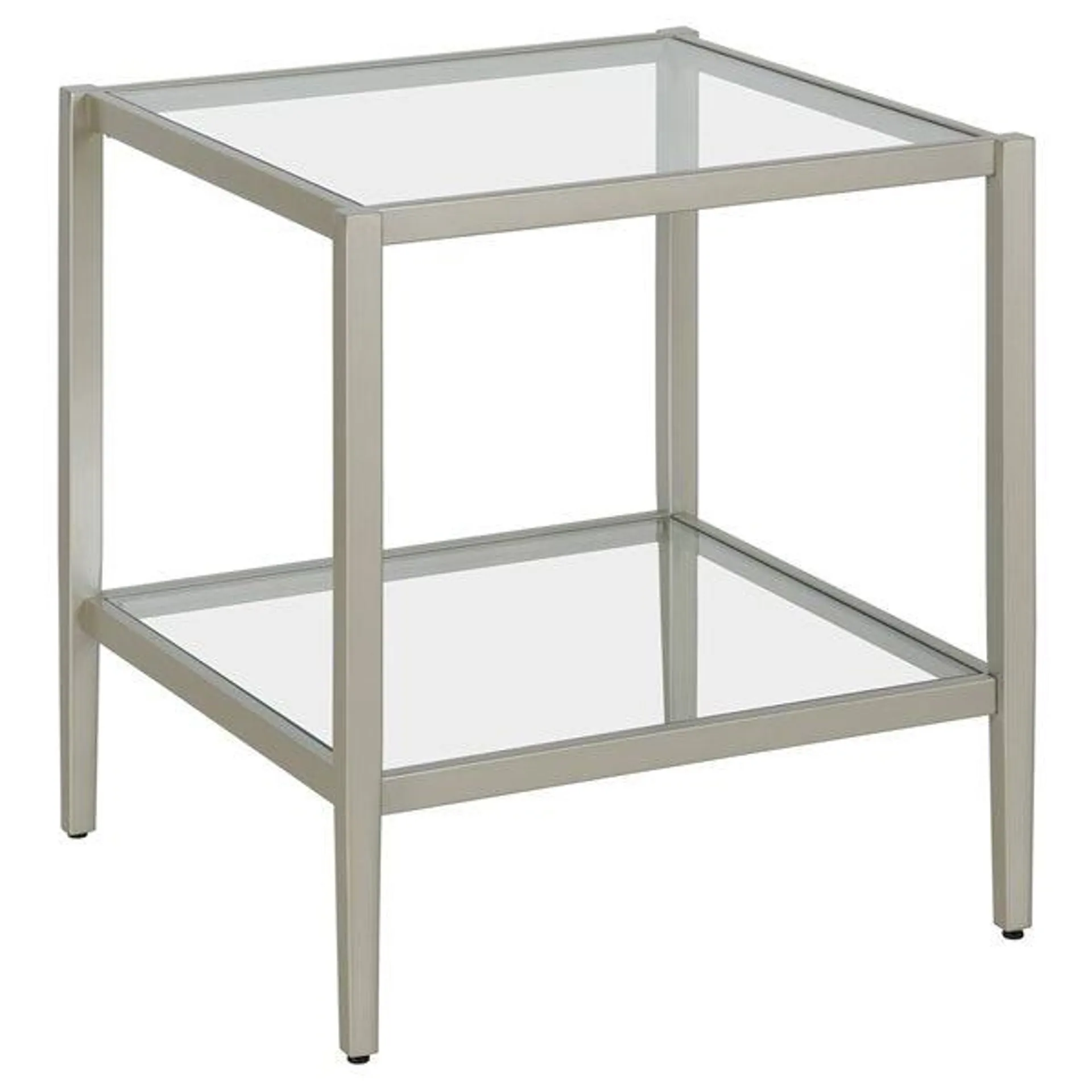 Table d'appoint carrée Hera Hailey Home en nickel et dessus en verre
