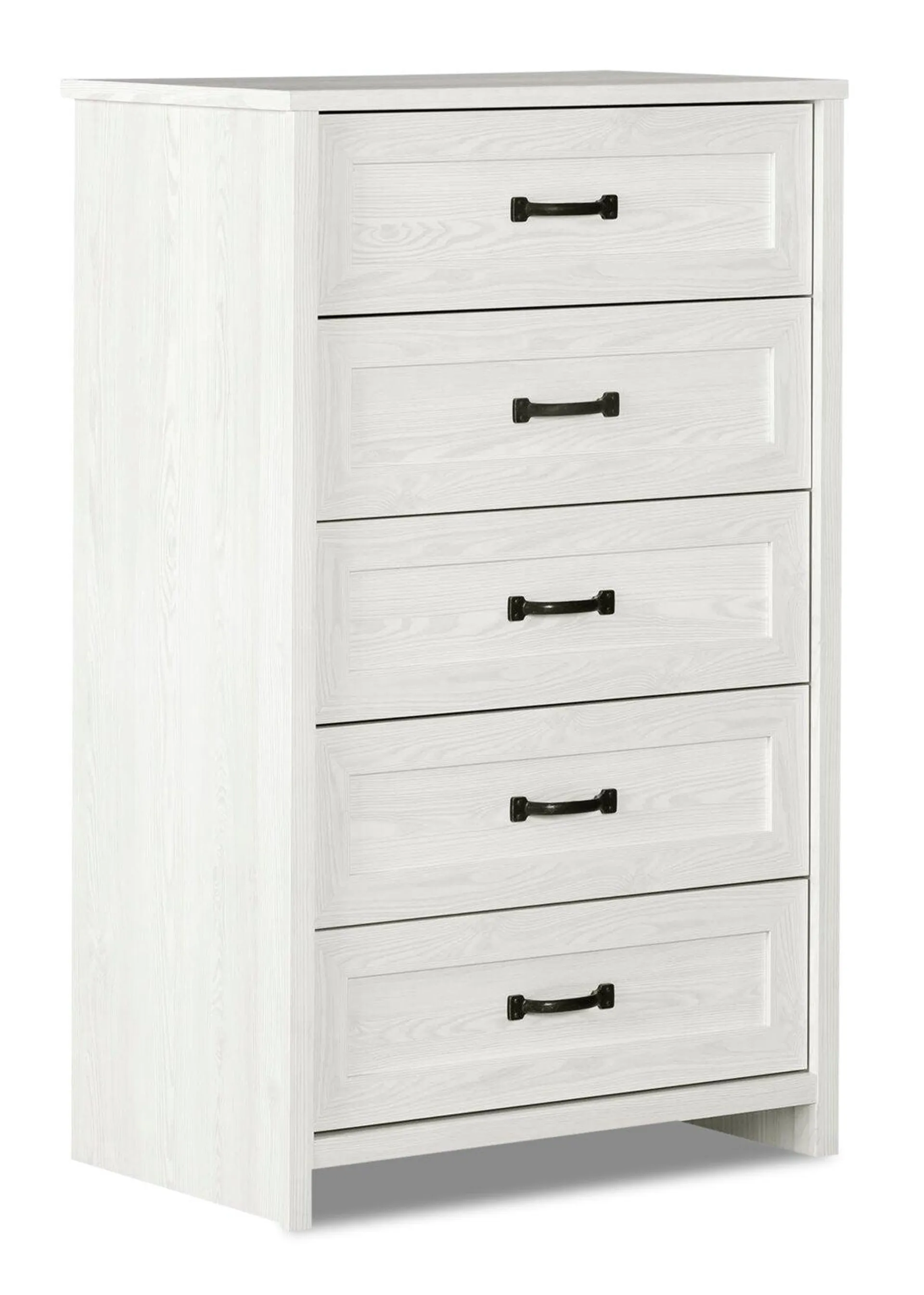 Commode verticale Dove de 30,5 po (L) x 49 po (H) à 5 tiroirs pour la chambre à coucher, fabriquée au Canada - blanche