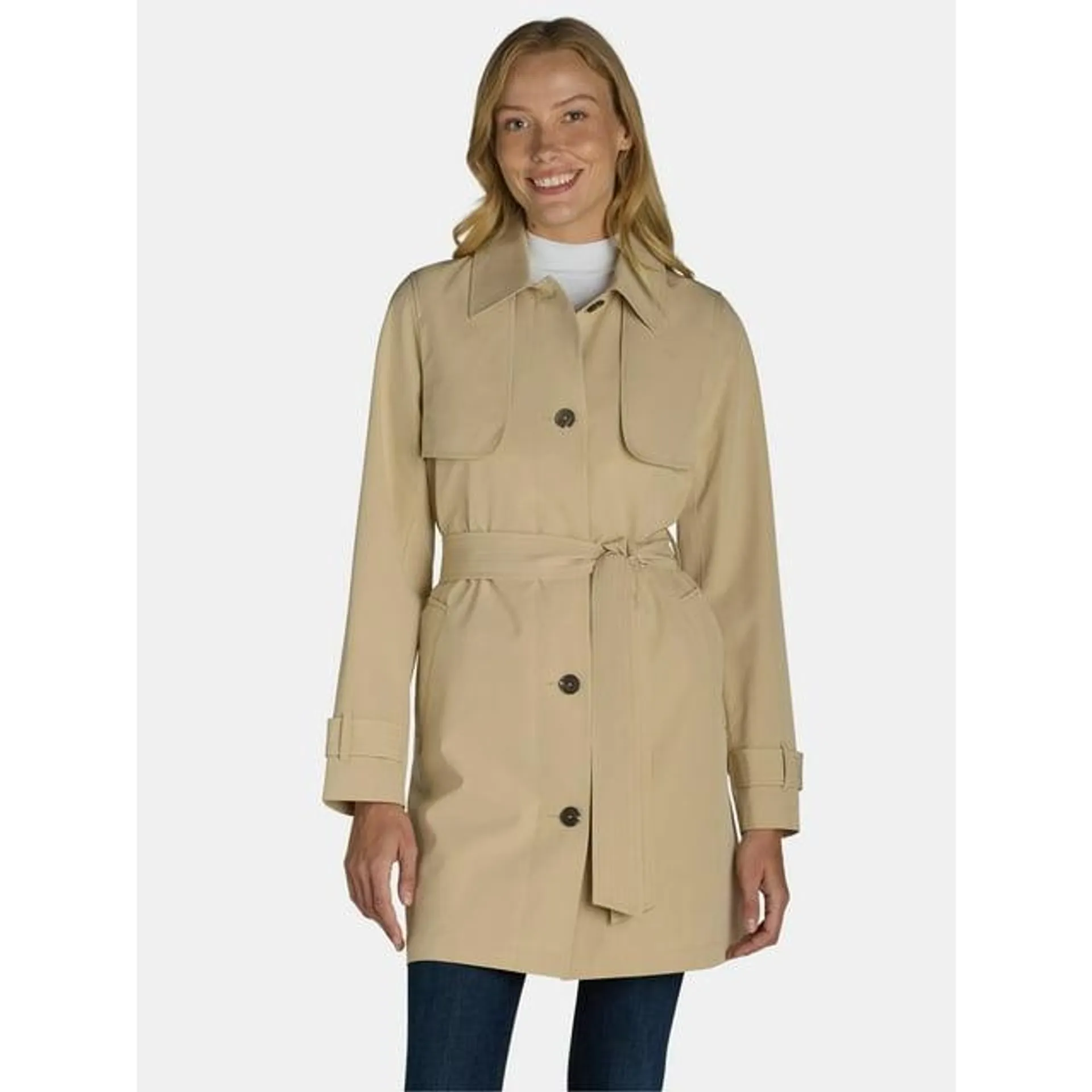 Time and Tru Women's and Women's Plus Trench Coat, Sizes XS-3X