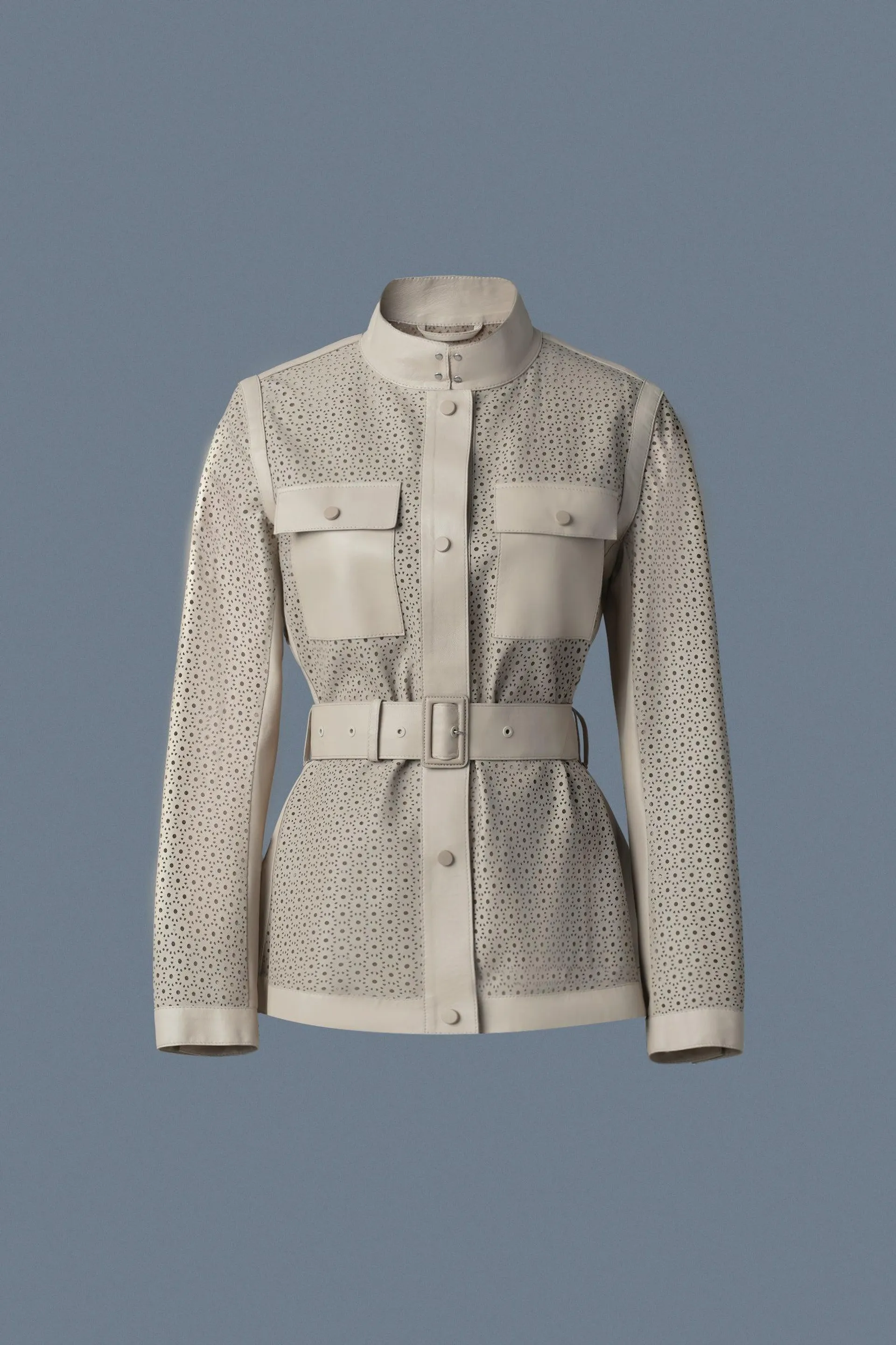 NAEVA Perforated Leather Peplum Jacket