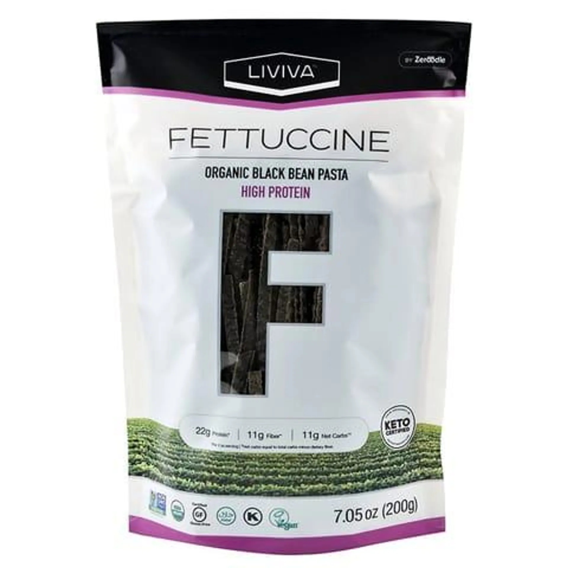 Pâtes d'haricots noirs biologiques - Fettuccine