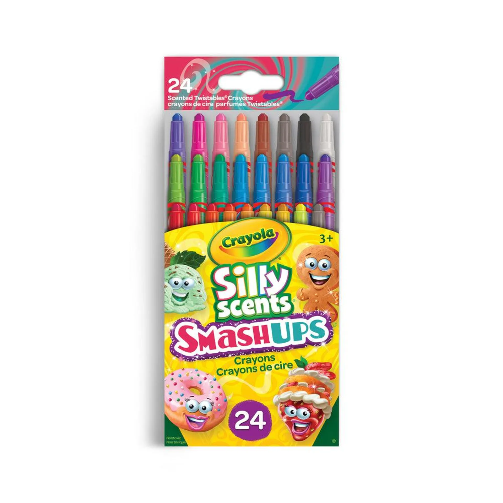 Crayola - Mini crayons de cire parfumés Twistables Silly Scents Smash-Ups - Paquet de 24