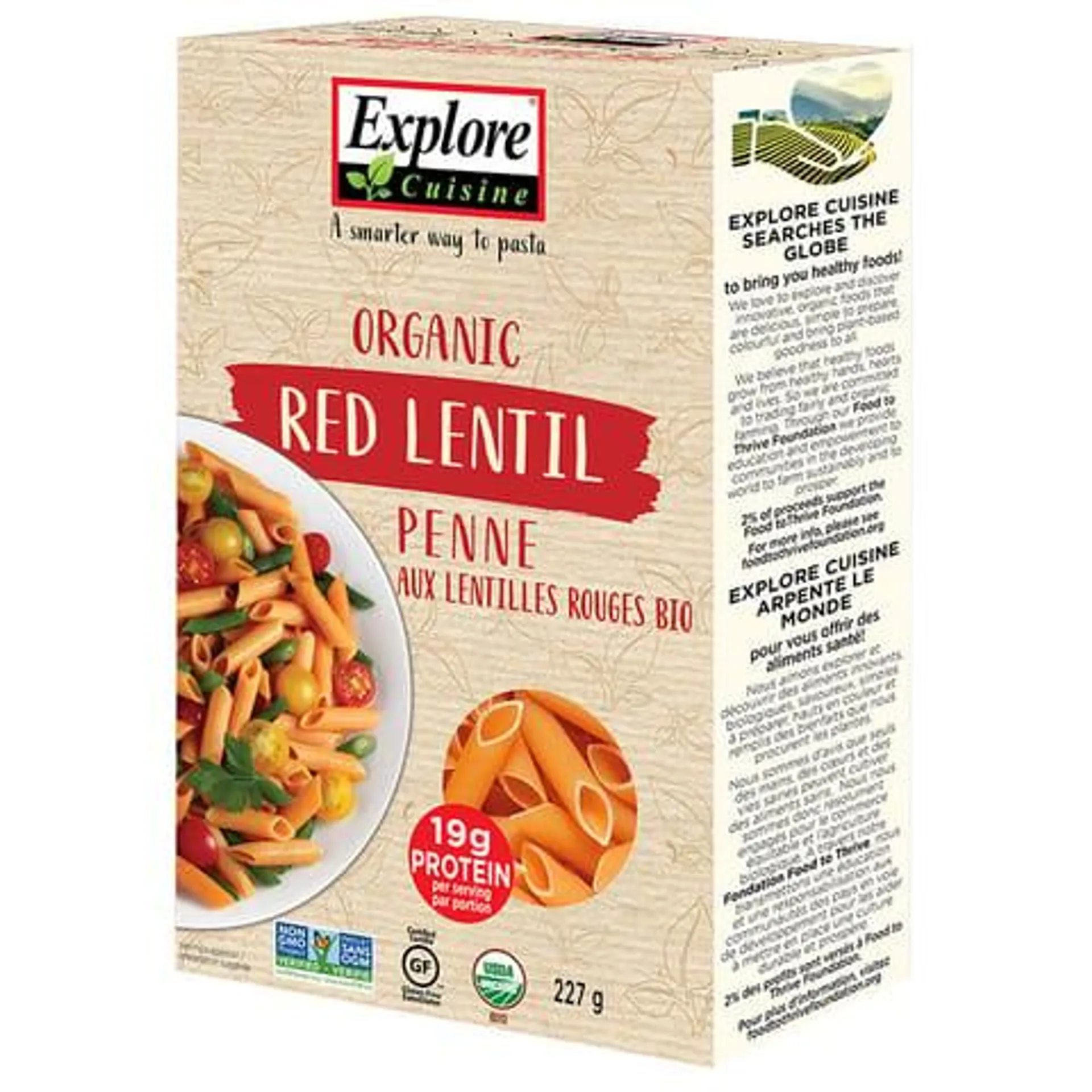 Pâtes de légumineuses bios - Penne aux lentilles rouges