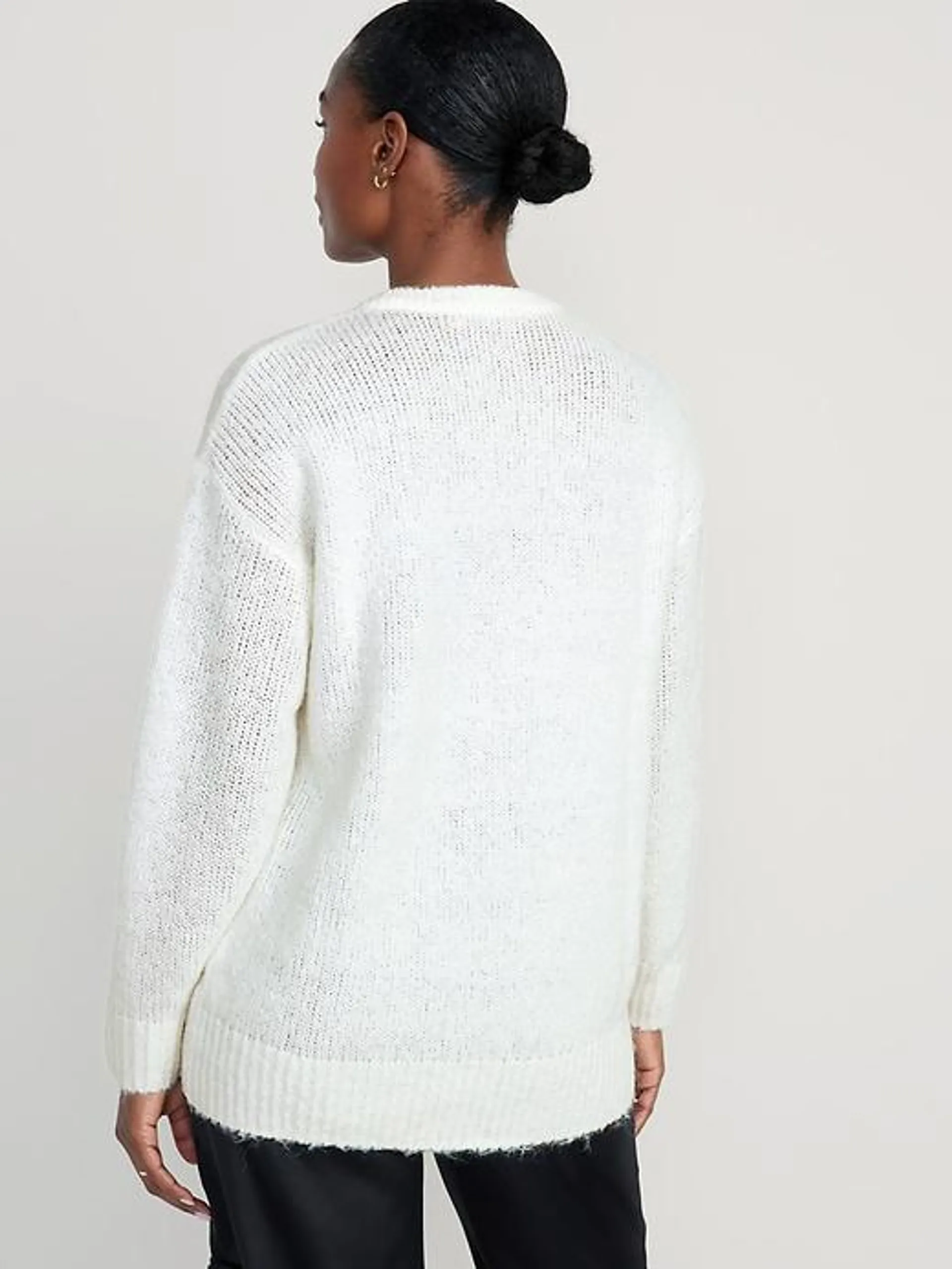 Crew-Neck Tunic Sweater