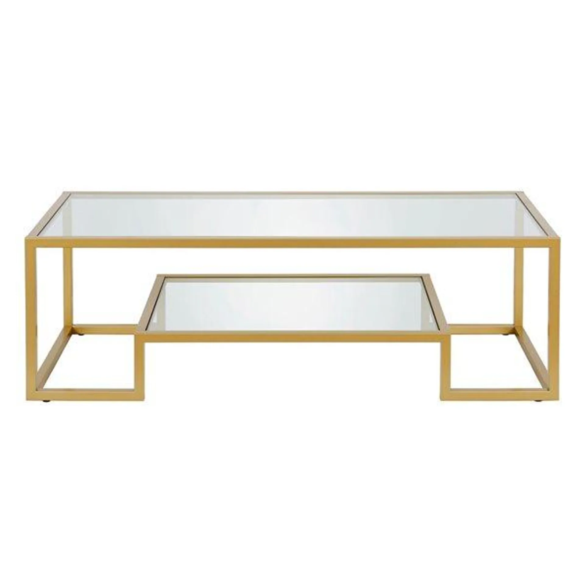 Table basse Athena de Hailey Home grand format laiton avec surface en verre