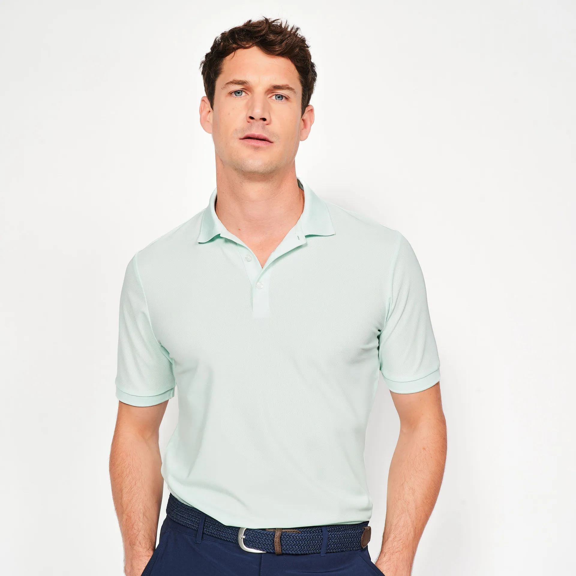 Polo de golf manches courtes homme - WW500 vert pâle