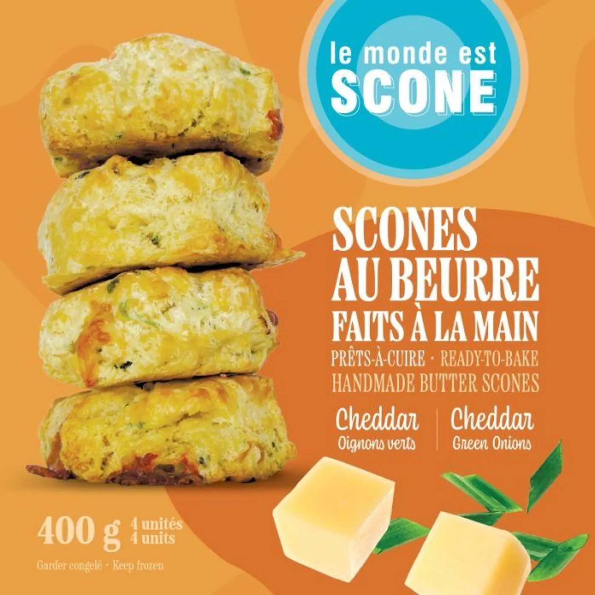 Scones au beurre prêt-â-cuire Cheddar oignons verts | 4x400g