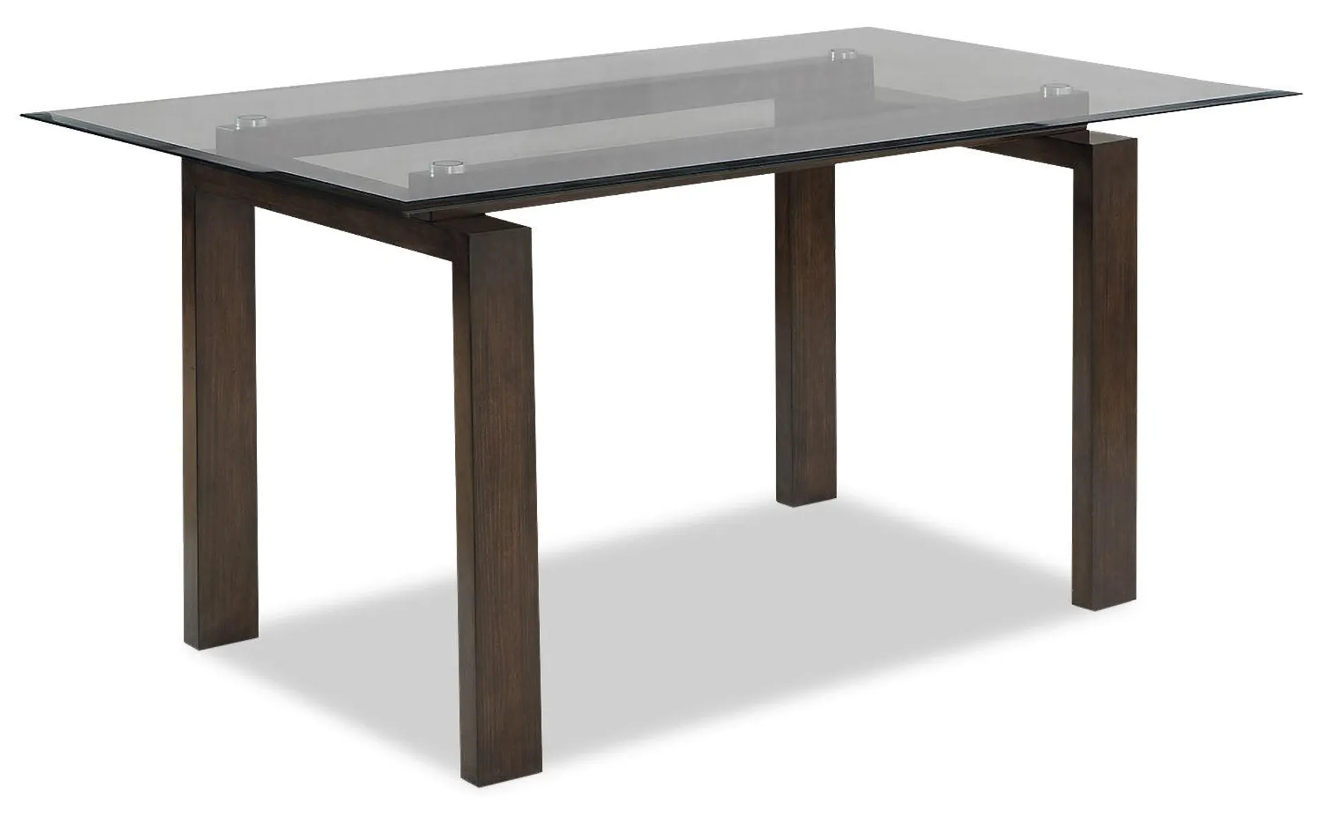 Table de salle à manger Tyler de 64 po (L) en bois avec dessus en verre - brune