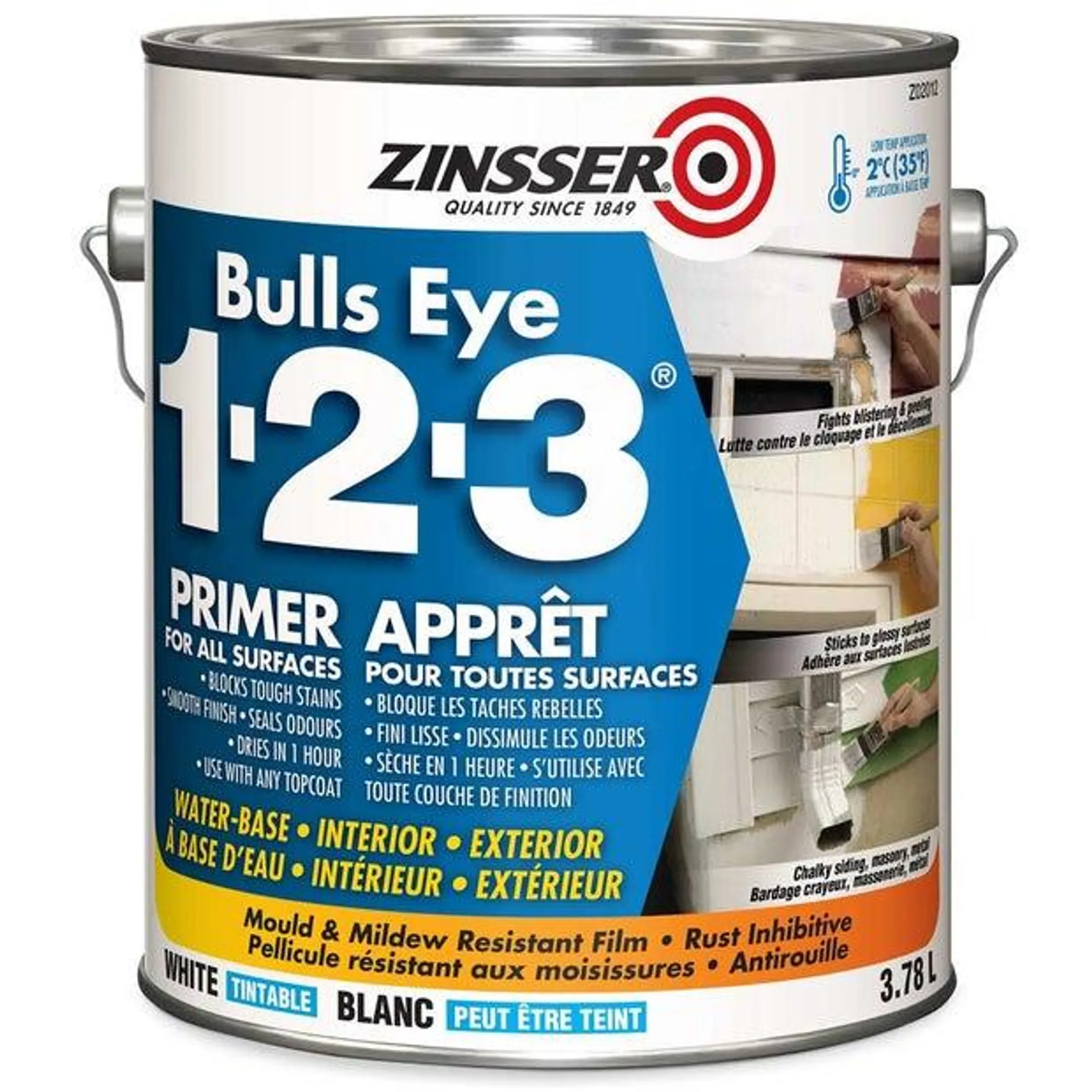 Apprêt au latex Bulls Eye 1-2-3, 3,7 L