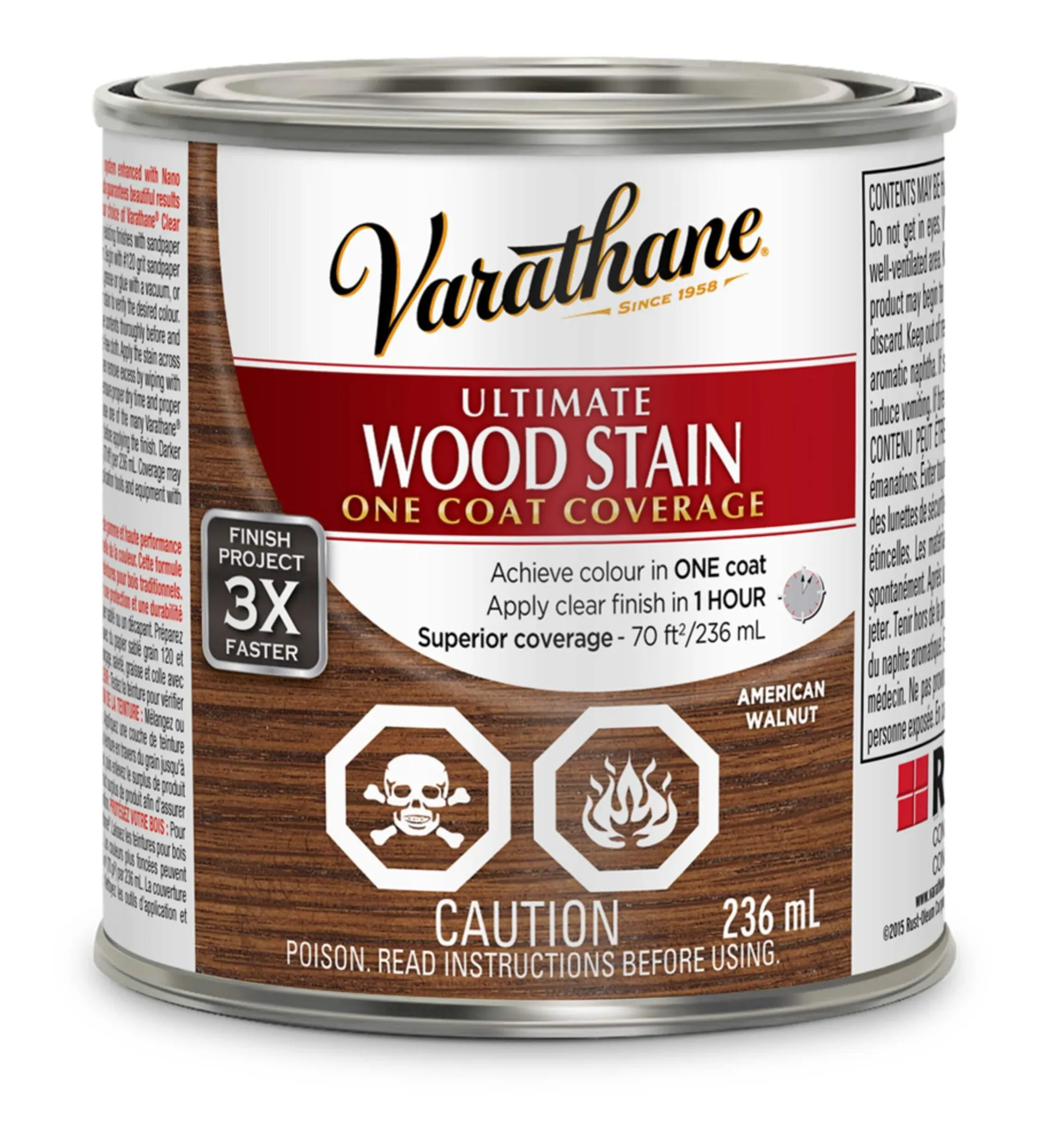 Teintures à bois d'intérieur à base d'huile Varathane Ultimate, couverture en une couche, 236 mL/0,25 pte