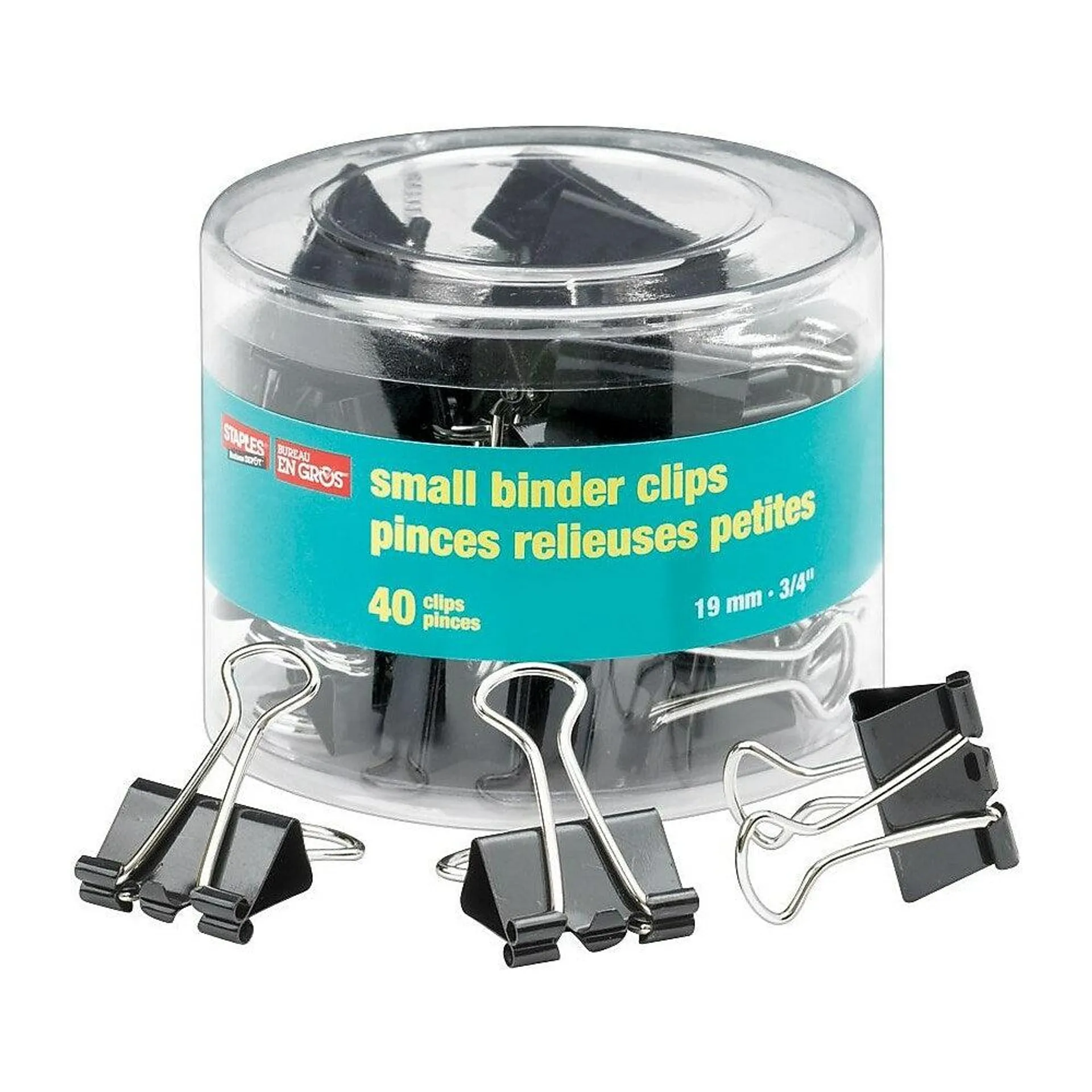 Staples - Pinces relieuses, petites, 3/4 po, noires, paquet de 40