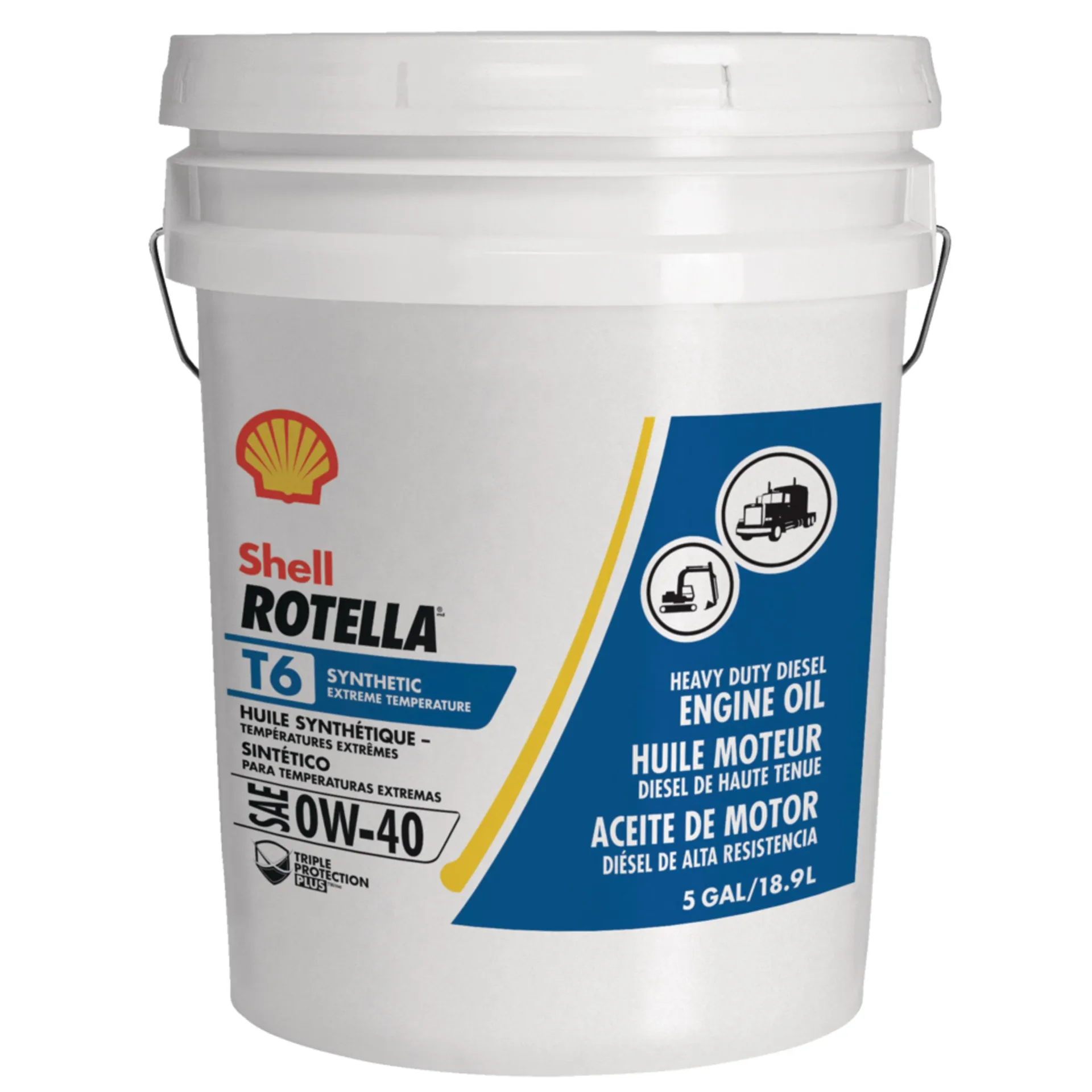 Huile moteur diesel synthétique à haute viscosité et à haute performance Shell Rotella T6 pour températures extrêmes, 18,9 L