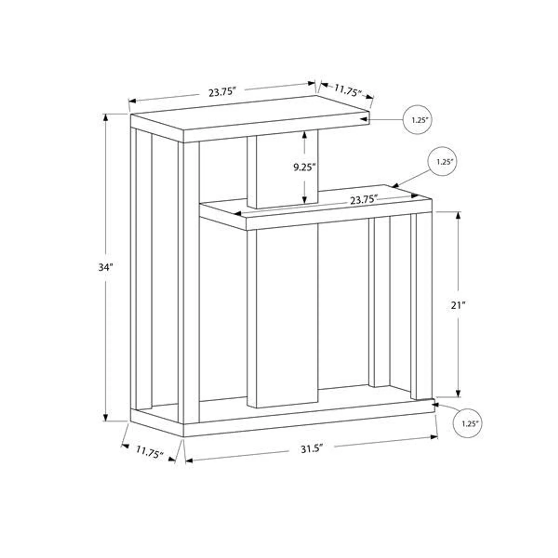 Table d'appoint Monarch, 34 po, composite, brun