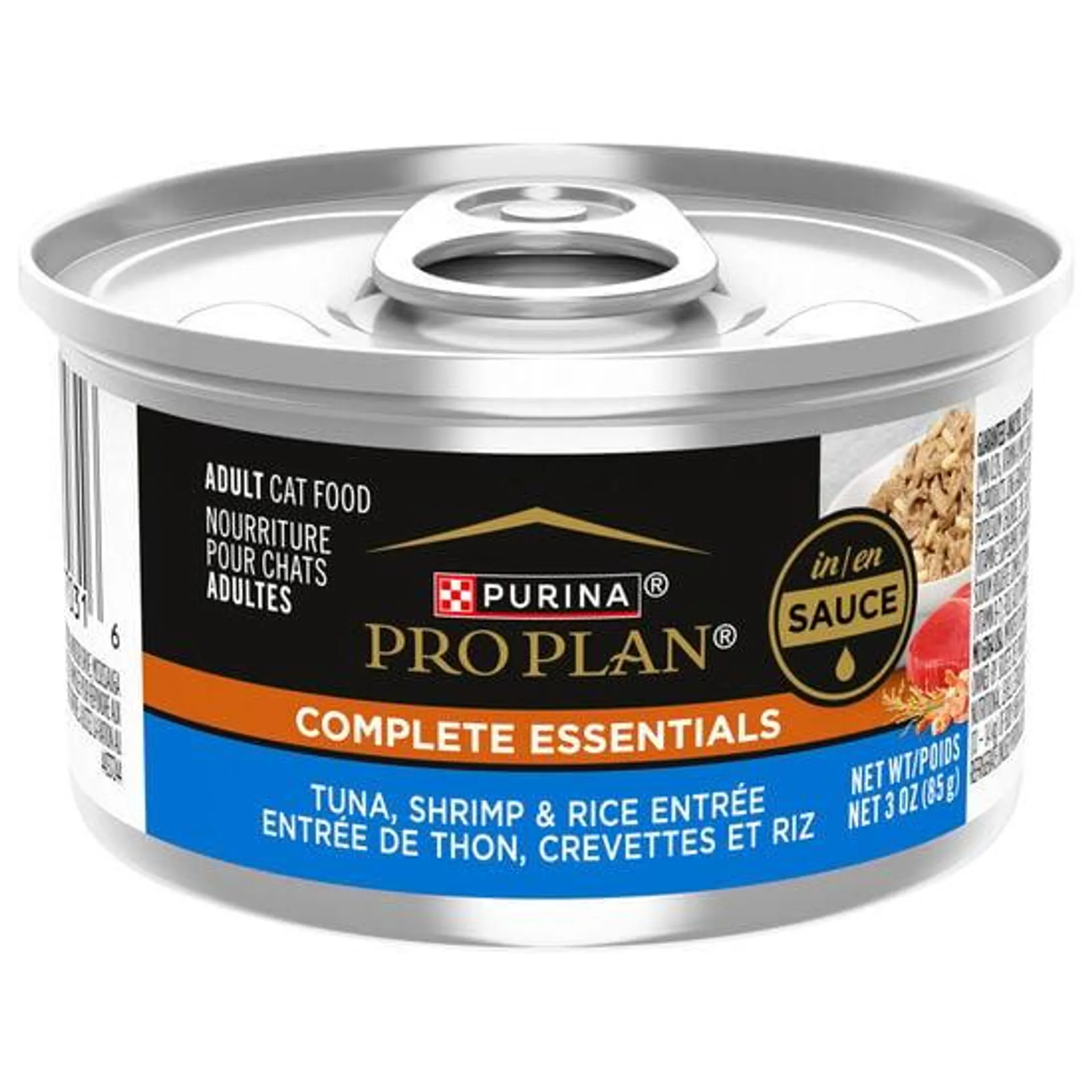 Entrée de thon, crevettes et riz en sauce Complete Essentials pour chats, 85 g