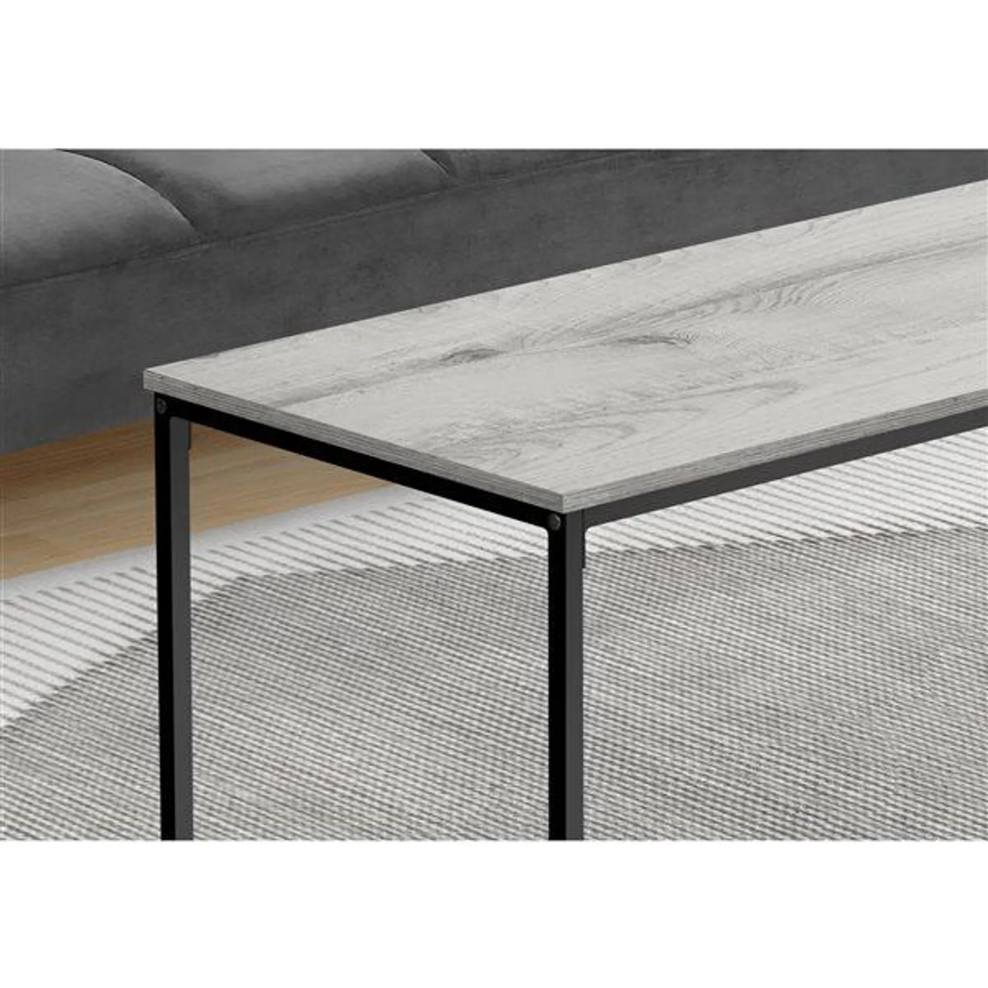 Table basse rectangulaire 40 po L de Monarch Specialties en stratifié gris et pieds droits en métal noir