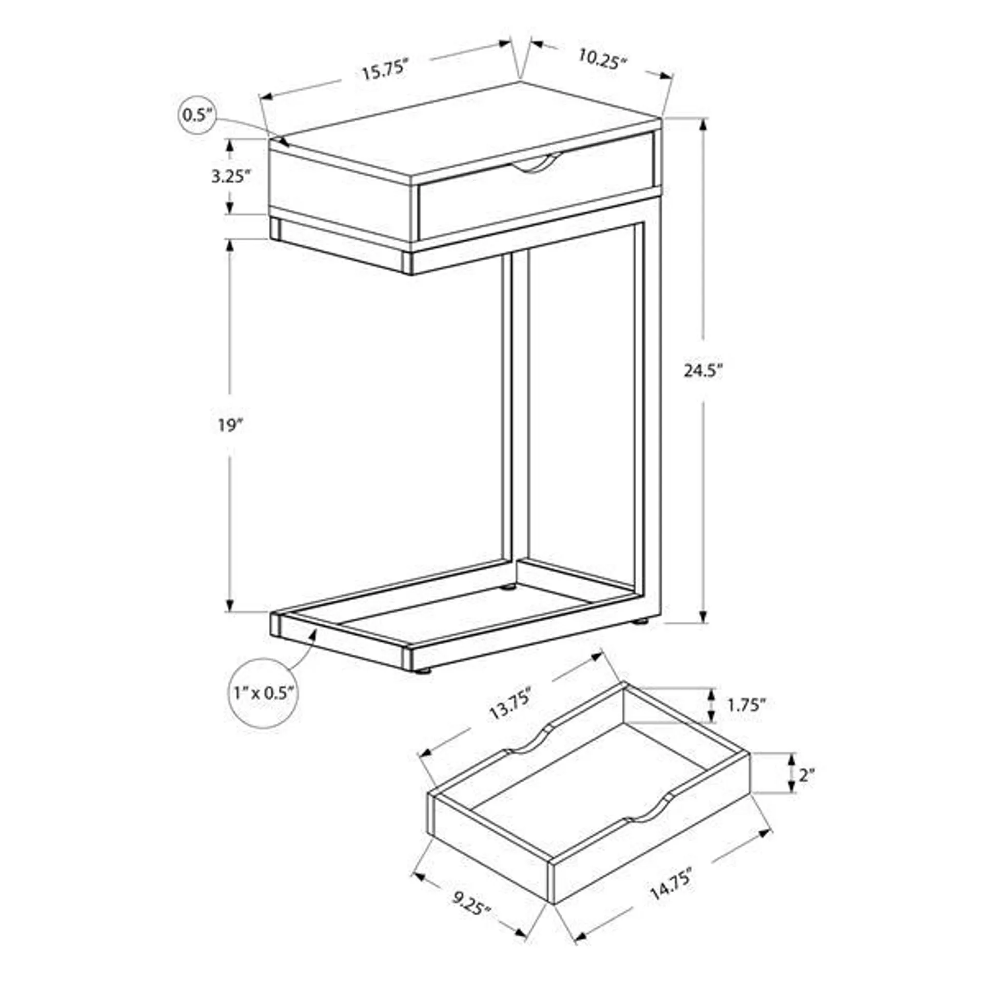 Table d'appoint, 24,5 po, composite, cappuccino