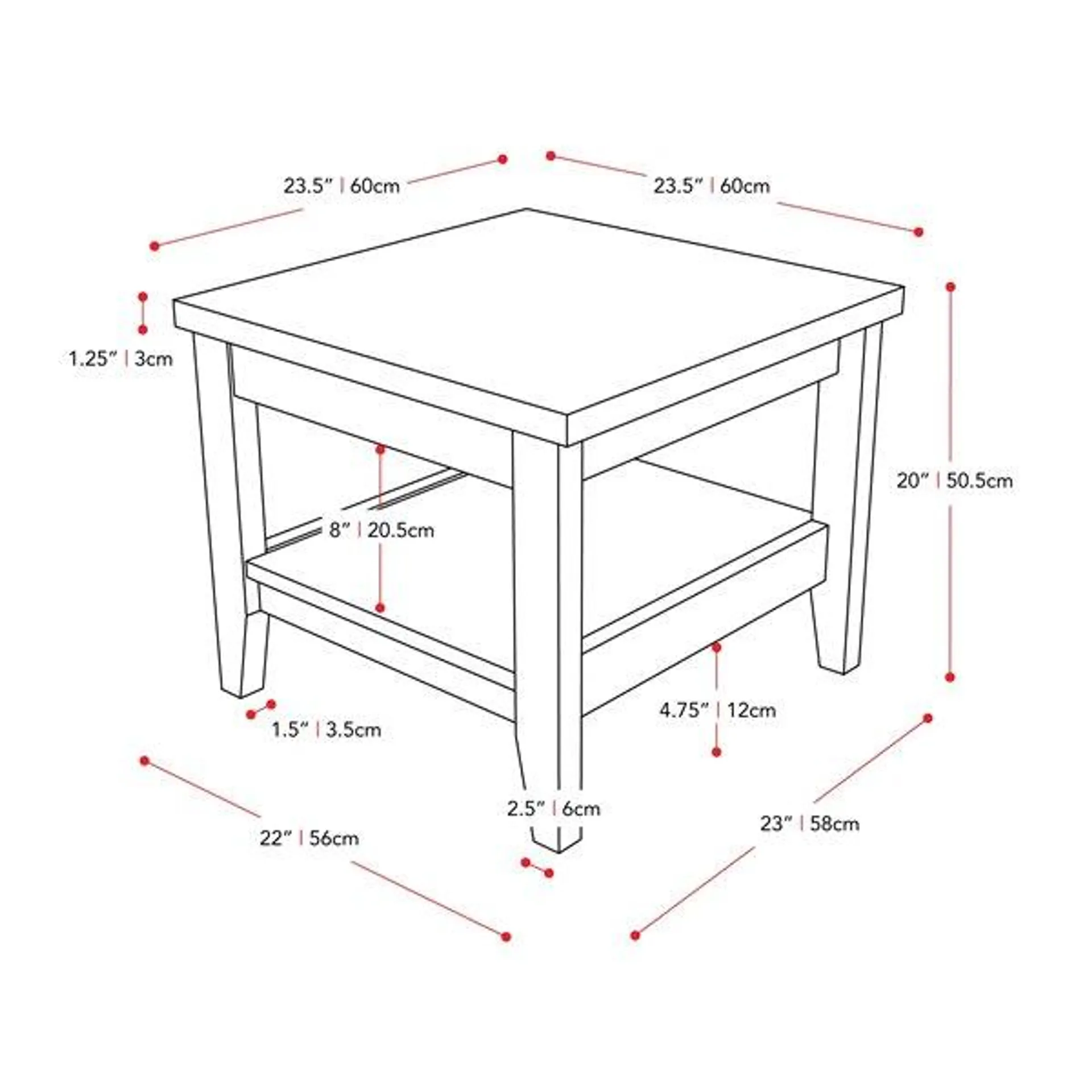 Table basse contemporaine Hollywood avec fini stratifié, 1 tablette, gris foncé