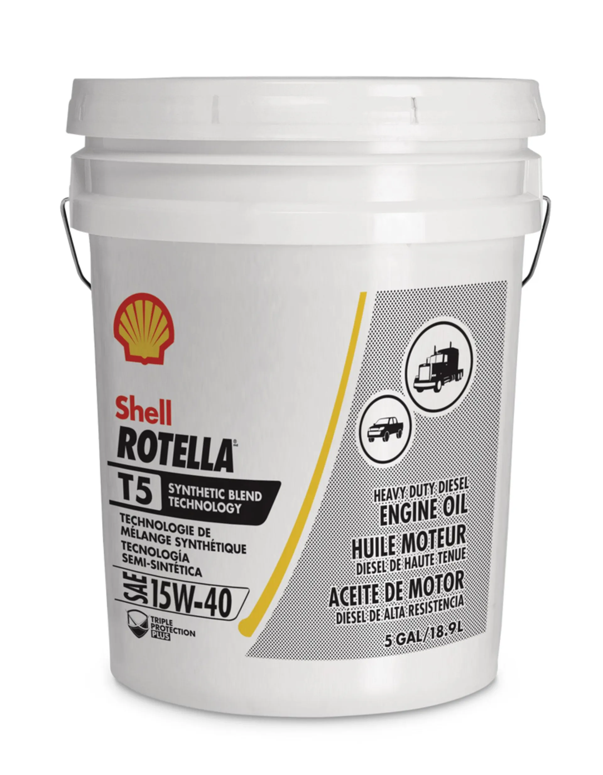 Huile à moteur diesel synthétique haute performance Shell Rotella T5 15W-40, 18,9 L