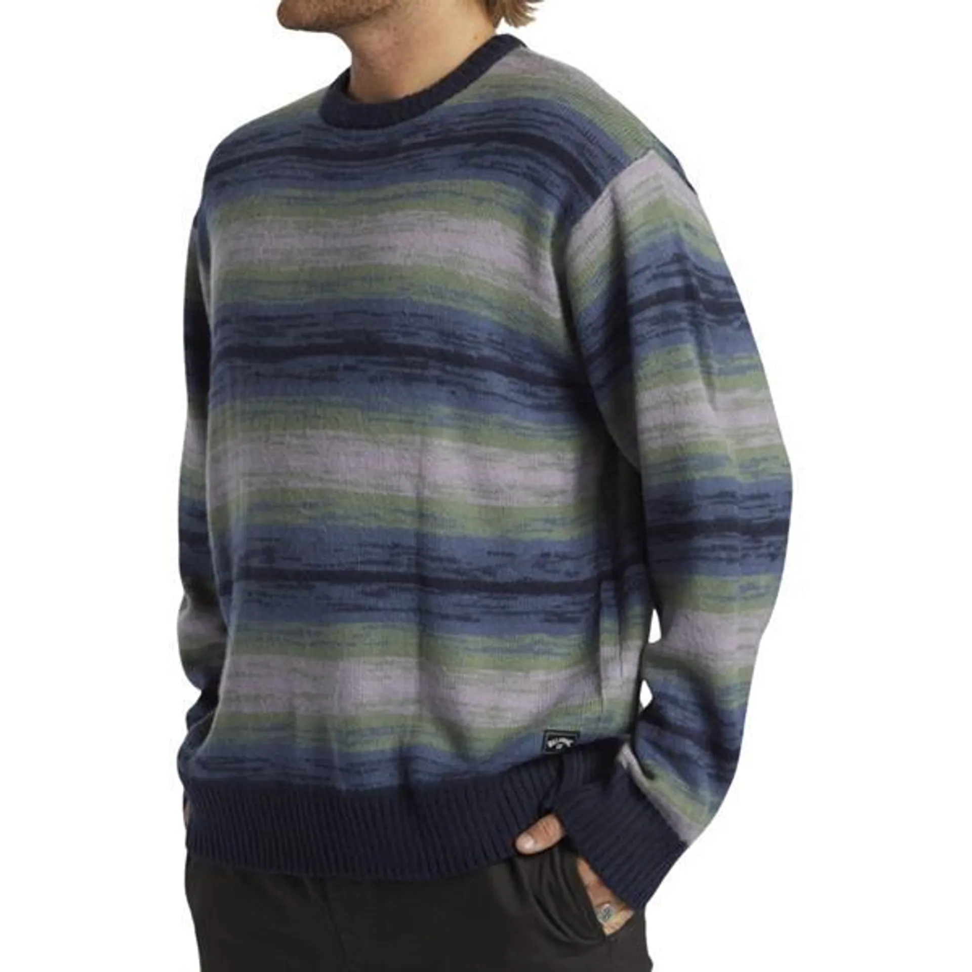 Pull rayé à col ras du cou pour homme